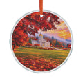 Vermont State Capital Autumn Maple Landscape Glass Ornament | Fall Capital Building Scene