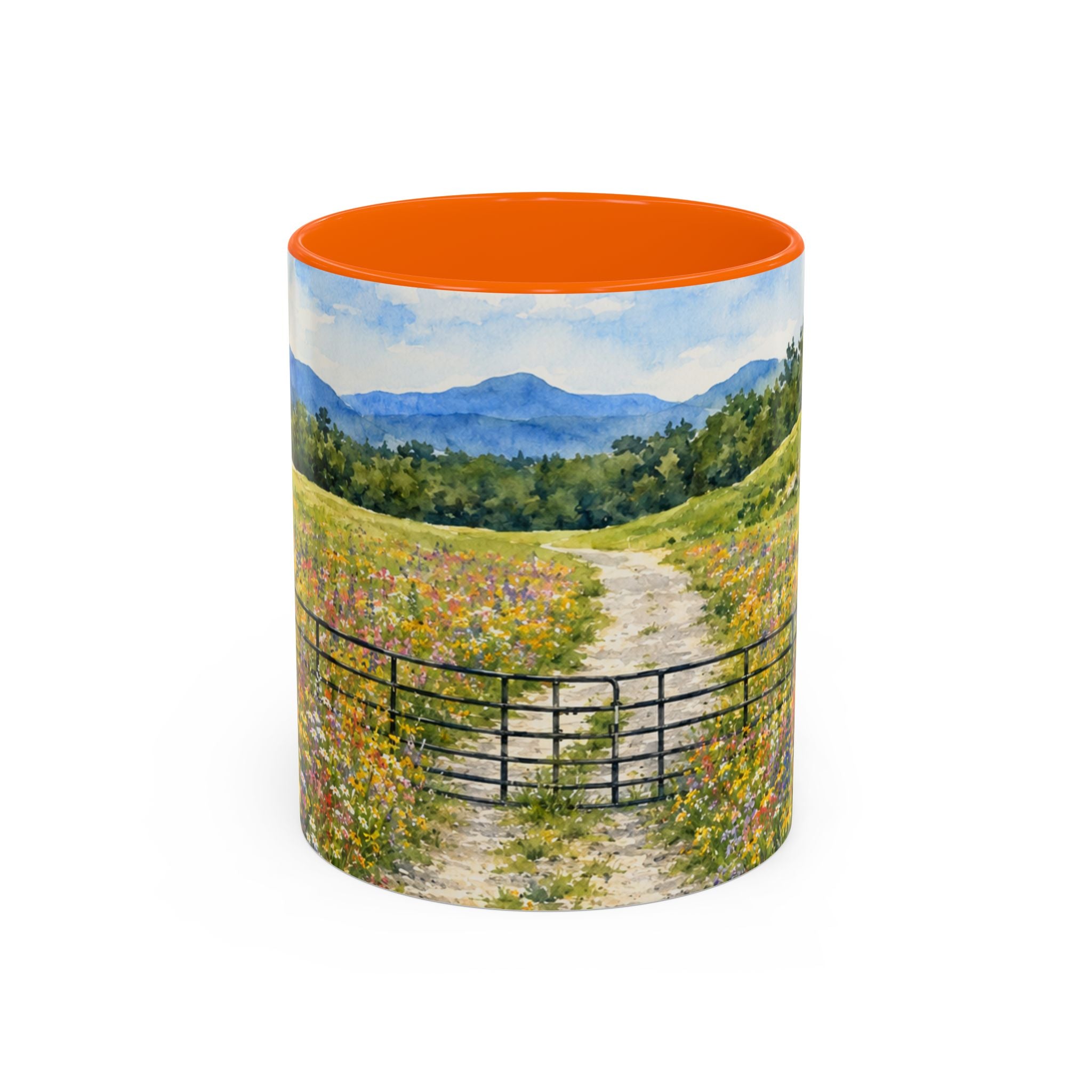 Vermont Camel's Hump Mountain with Scenic Wildflower Path Accent Coffee Mug