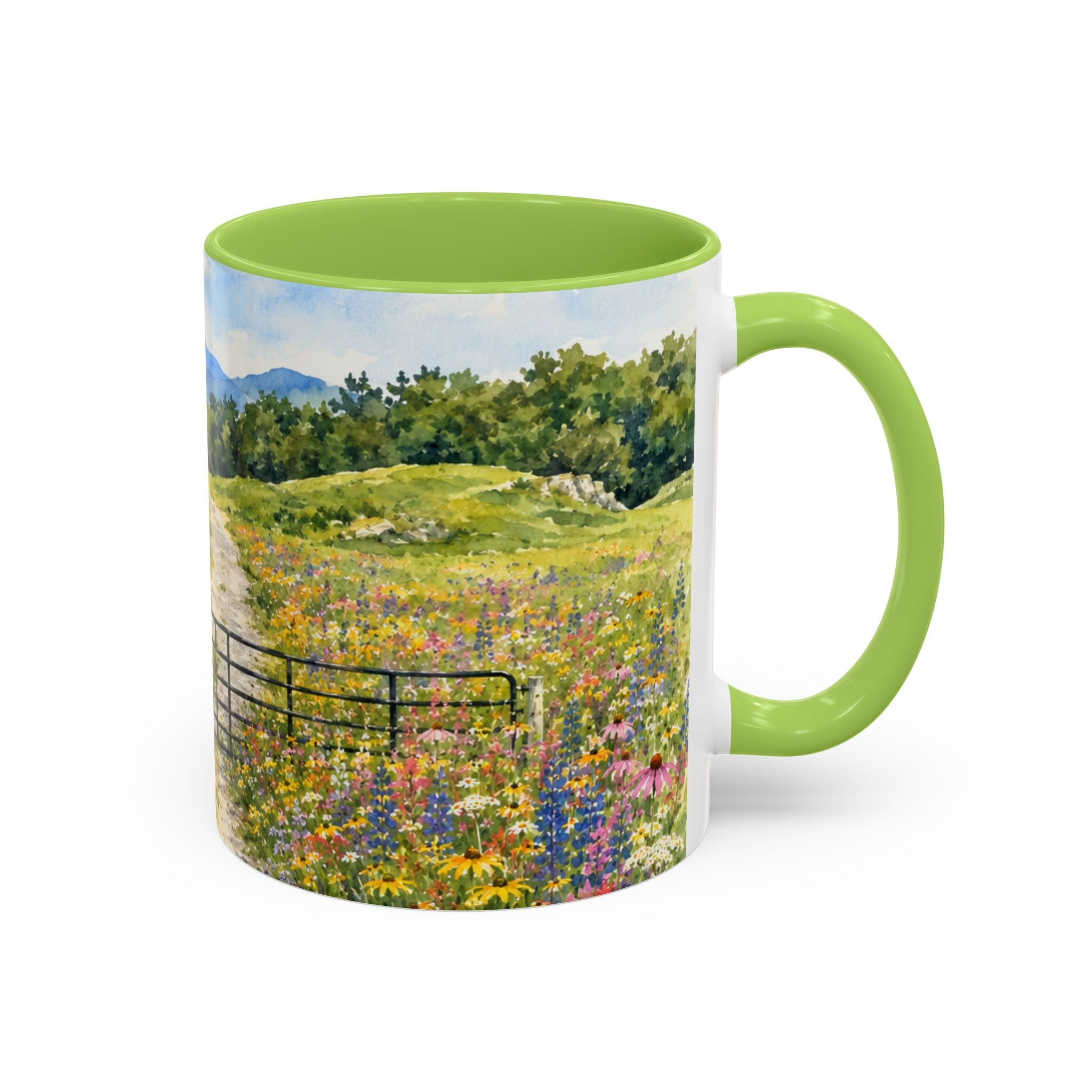 Vermont Camel's Hump Mountain with Scenic Wildflower Path Accent Coffee Mug