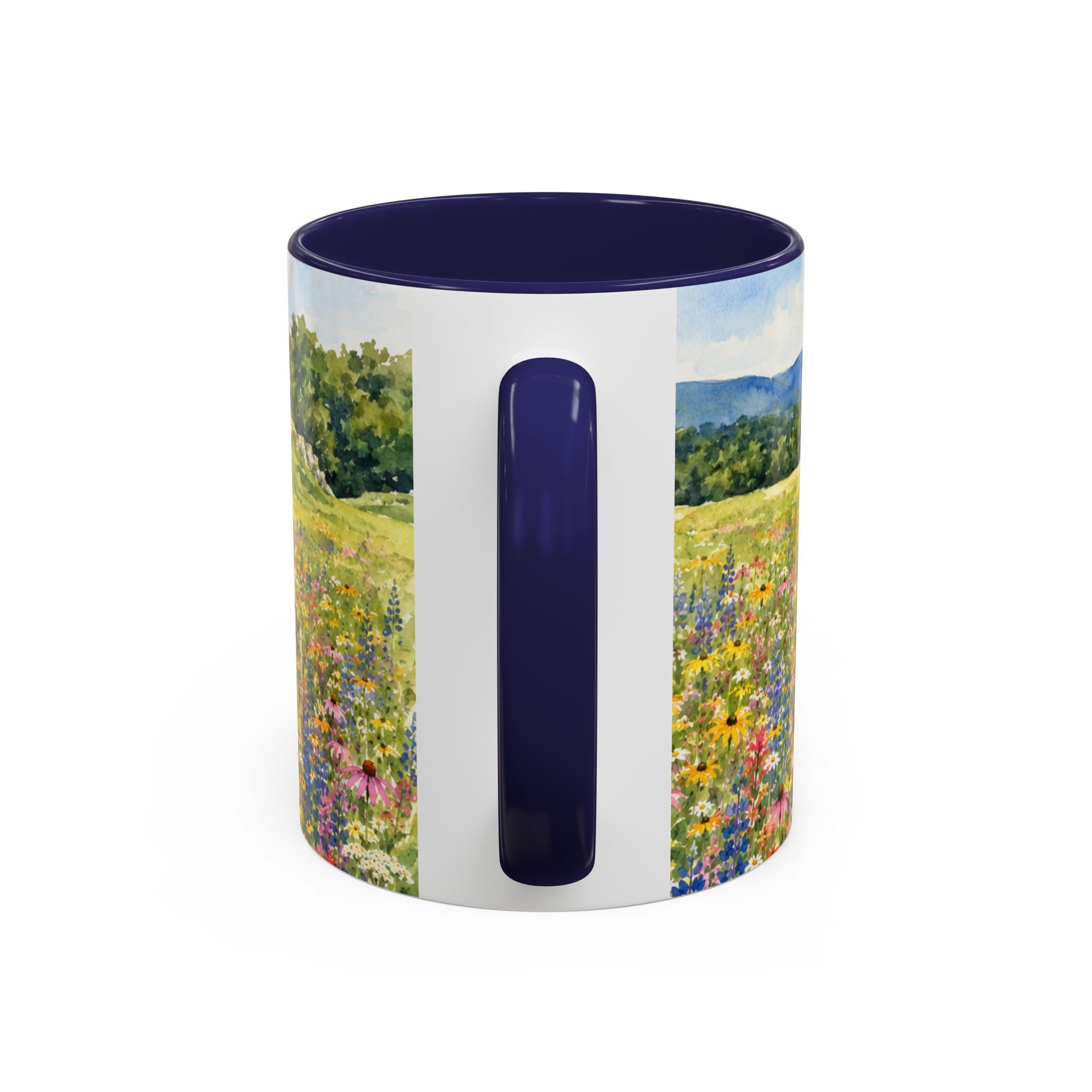 Vermont Camel's Hump Mountain with Scenic Wildflower Path Accent Coffee Mug