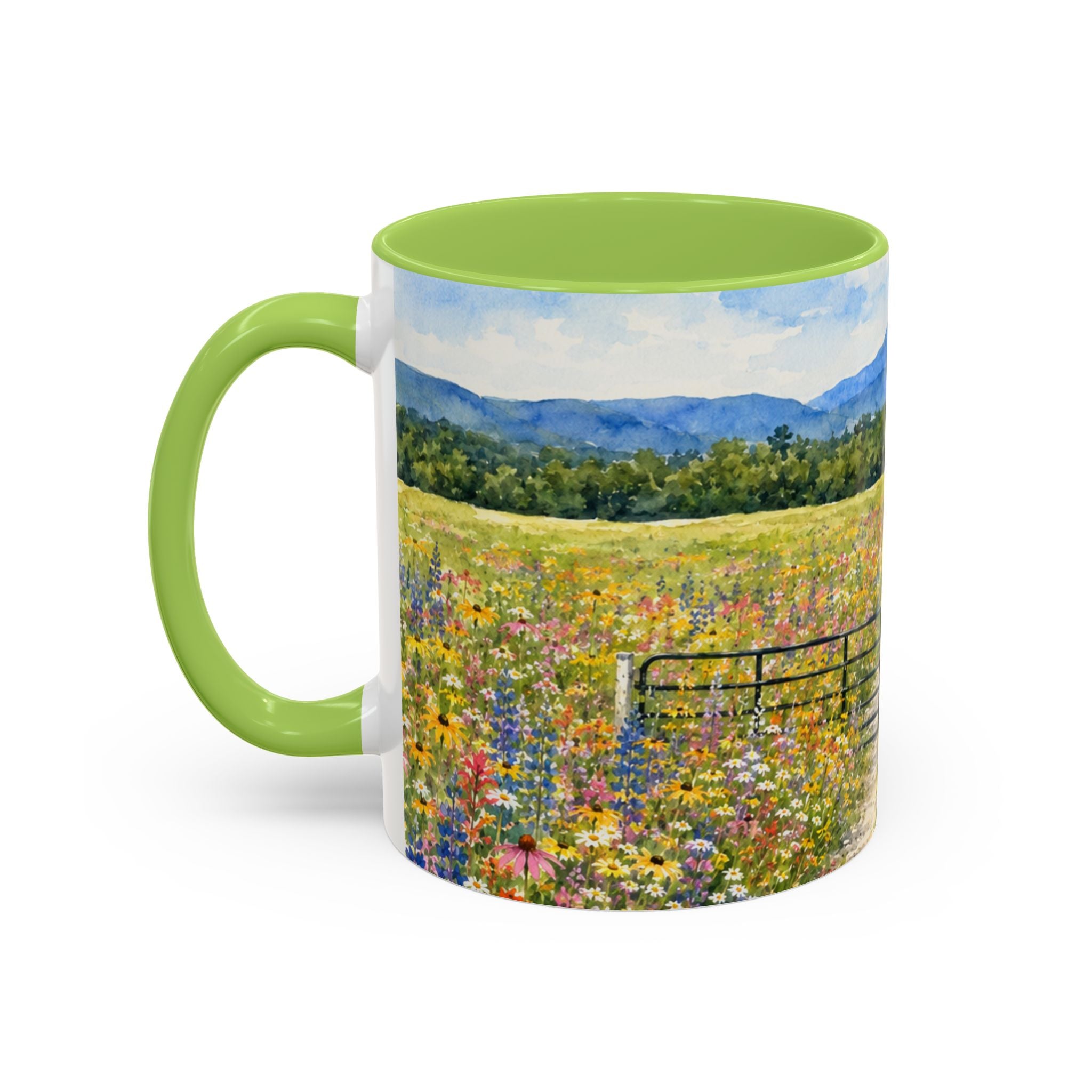 Vermont Camel's Hump Mountain with Scenic Wildflower Path Accent Coffee Mug