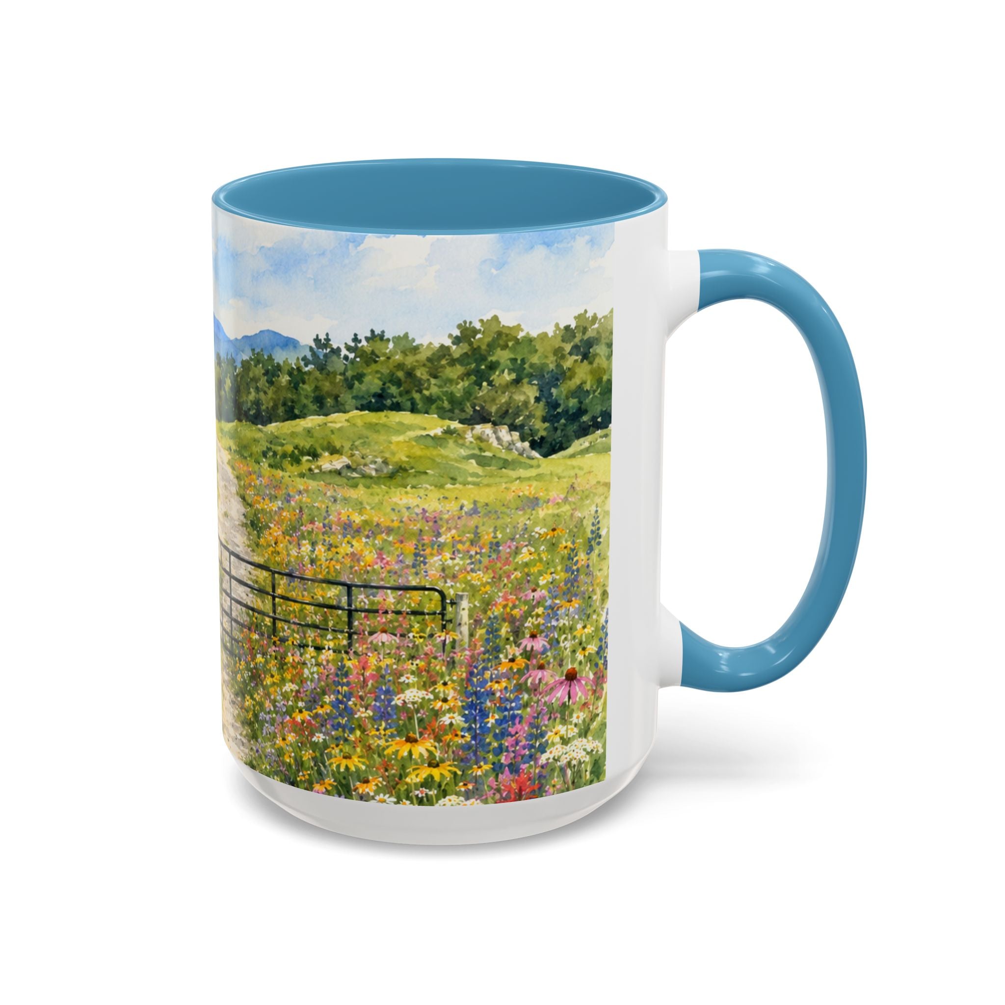 Vermont Camel's Hump Mountain with Scenic Wildflower Path Accent Coffee Mug