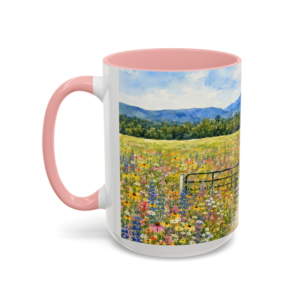Vermont Camel's Hump Mountain with Scenic Wildflower Path Accent Coffee Mug