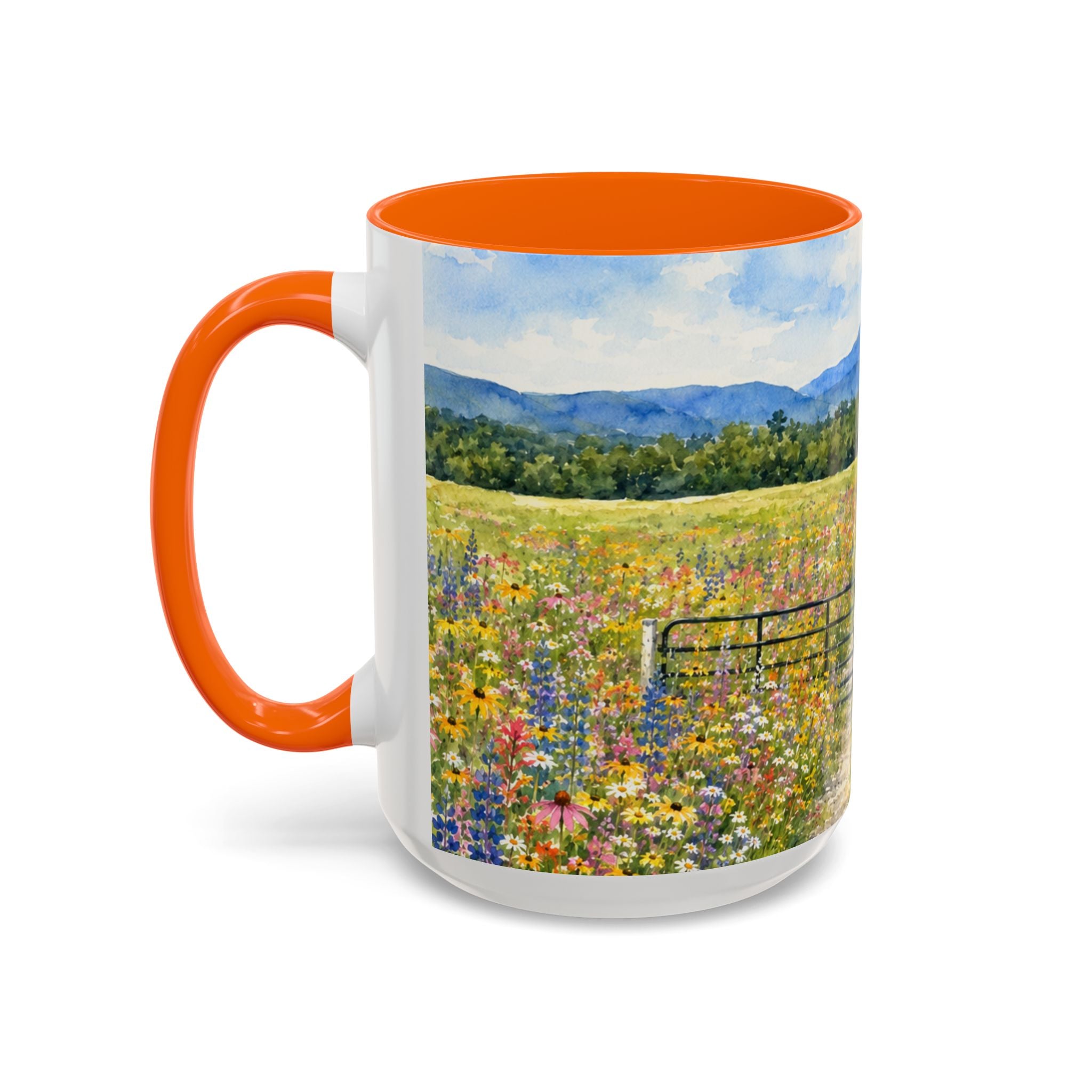 Vermont Camel's Hump Mountain with Scenic Wildflower Path Accent Coffee Mug