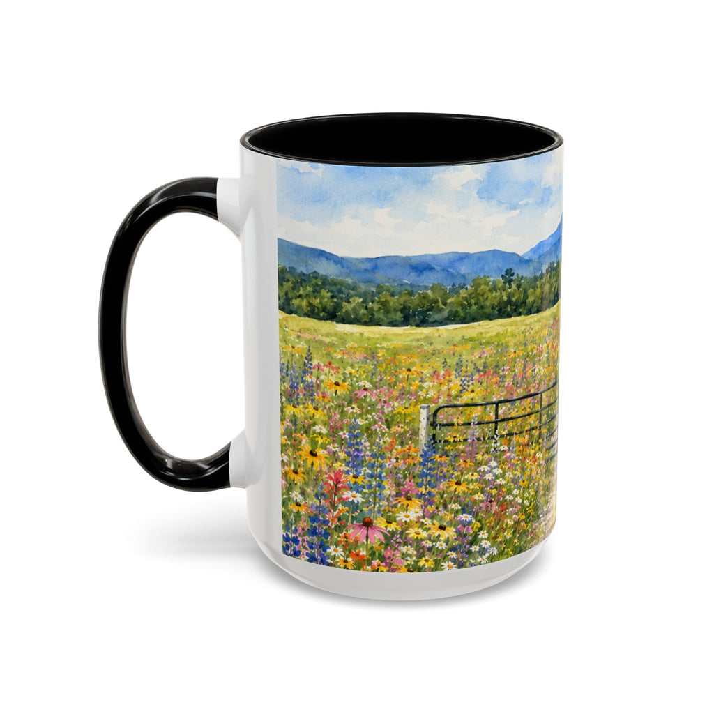 Vermont Camel's Hump Mountain with Scenic Wildflower Path Accent Coffee Mug