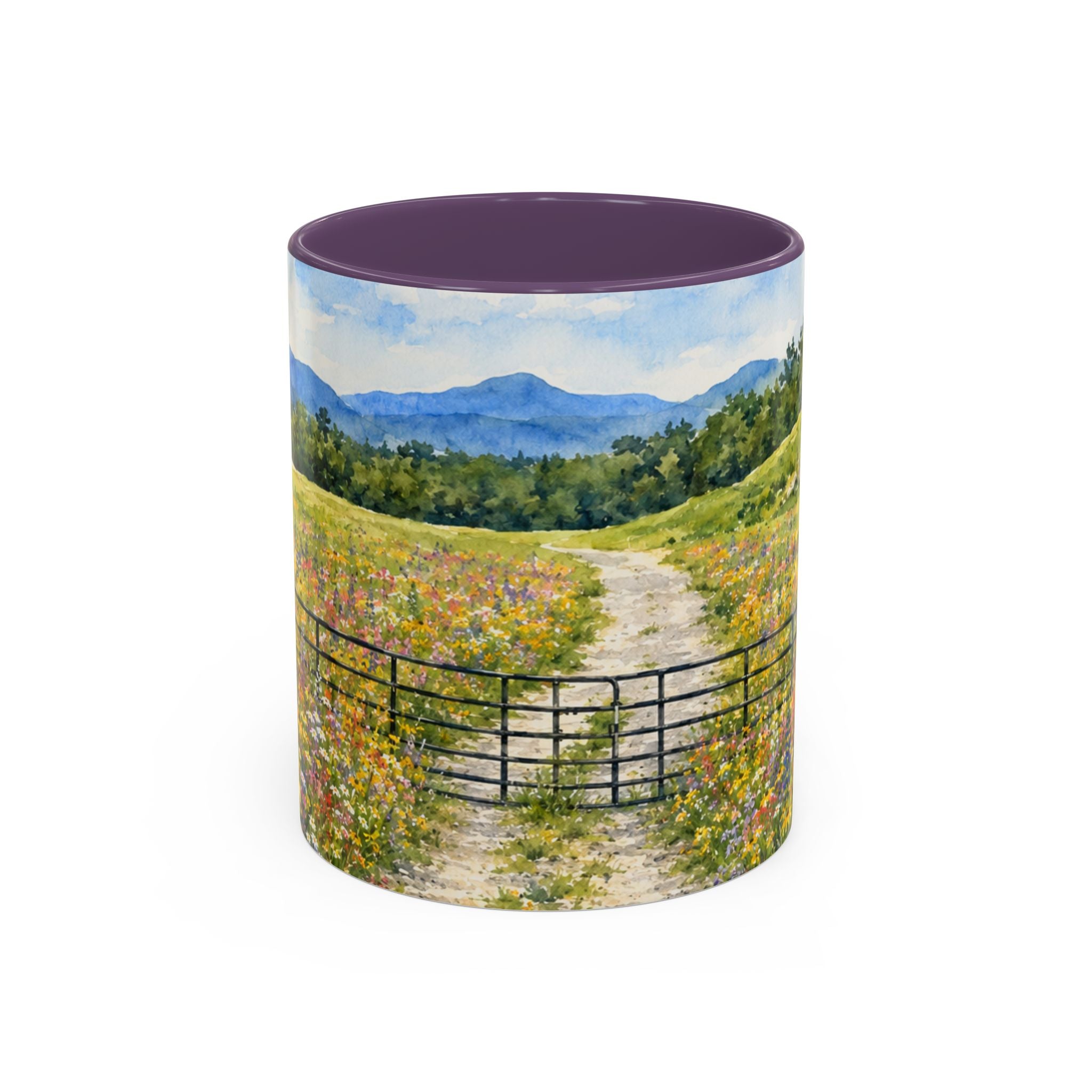 Vermont Camel's Hump Mountain with Scenic Wildflower Path Accent Coffee Mug