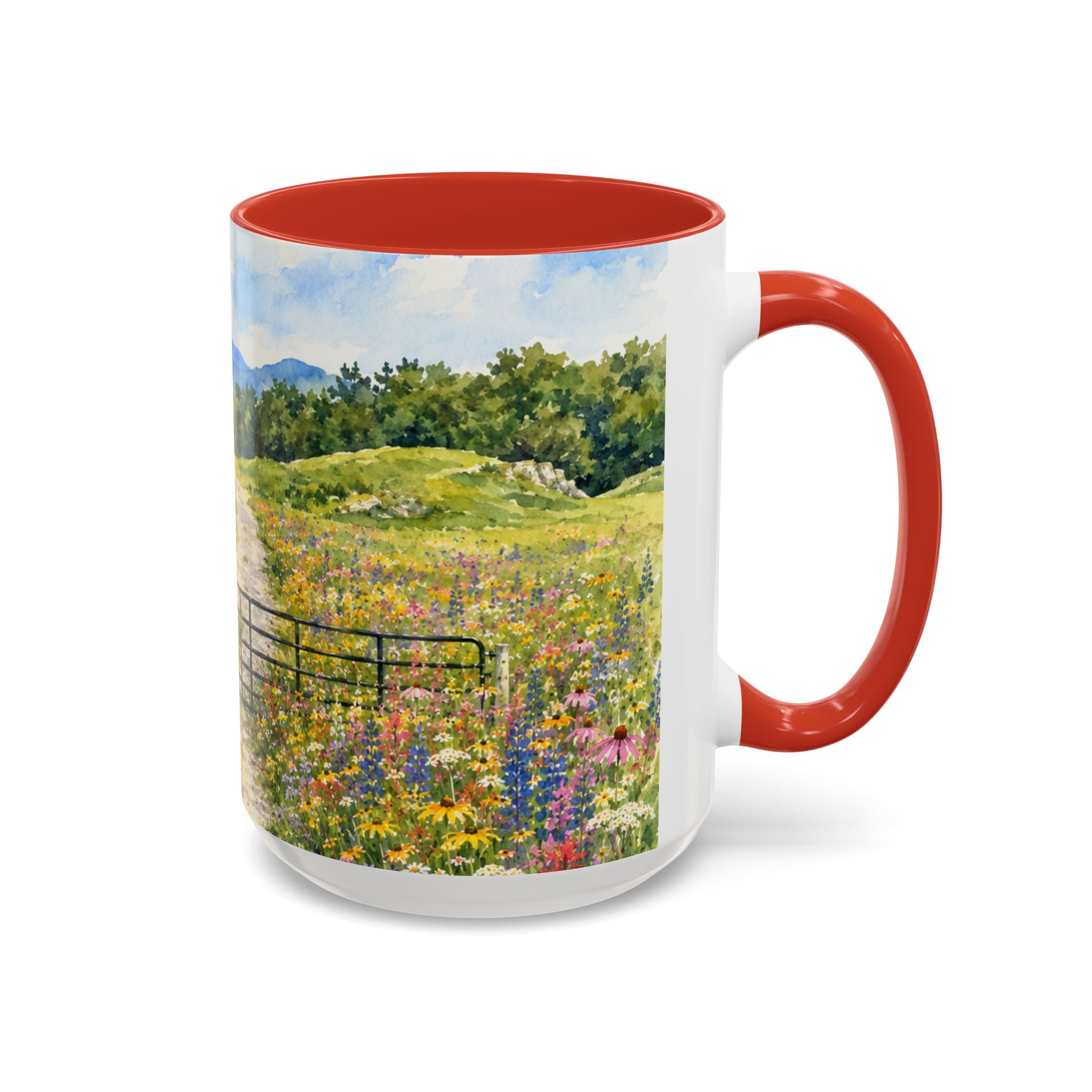 Vermont Camel's Hump Mountain with Scenic Wildflower Path Accent Coffee Mug