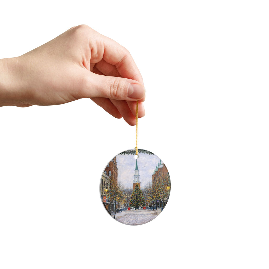Church Street Marketplace Burlington Vermont Christmas Tree Ornament | Ceramic Decoration