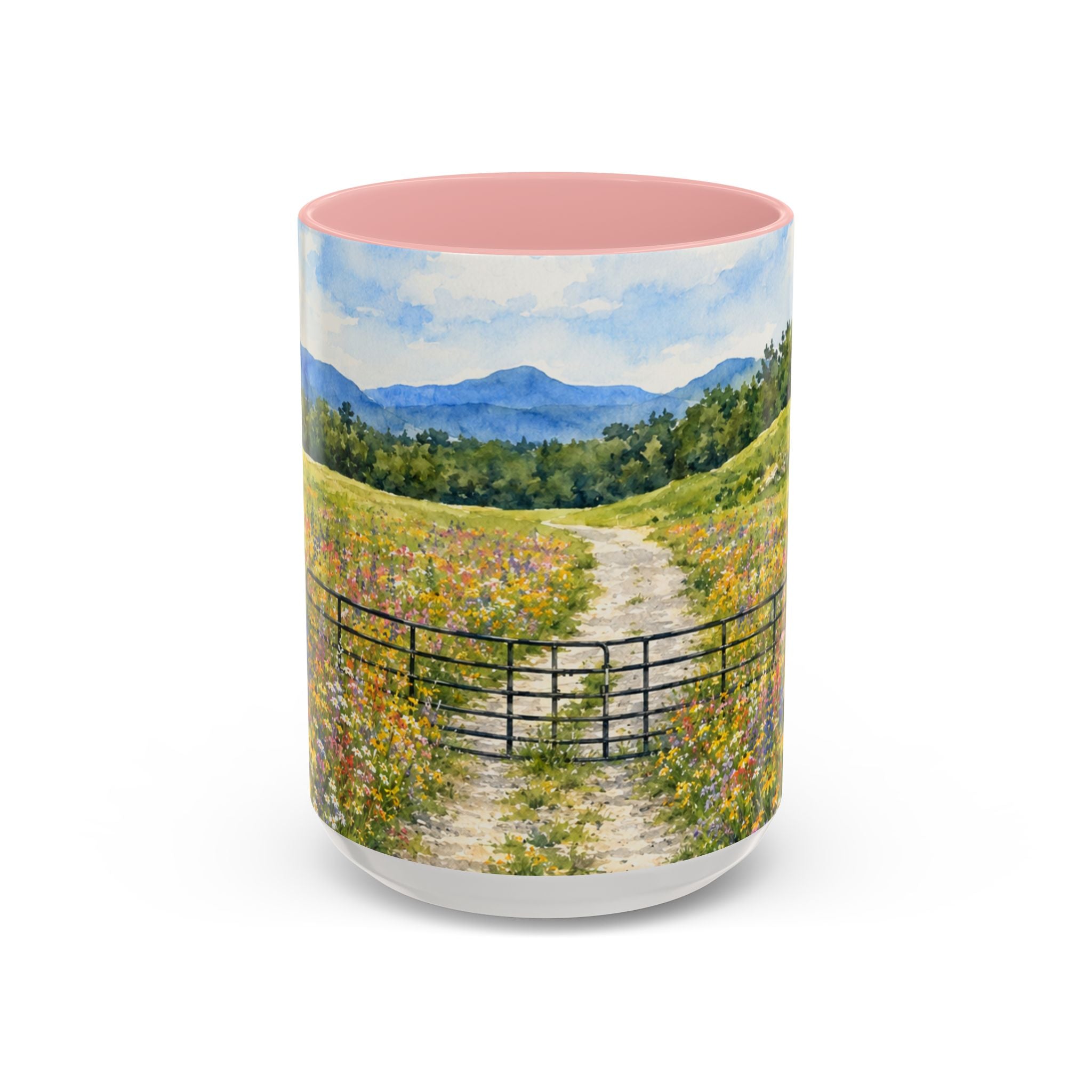 Vermont Camel's Hump Mountain with Scenic Wildflower Path Accent Coffee Mug