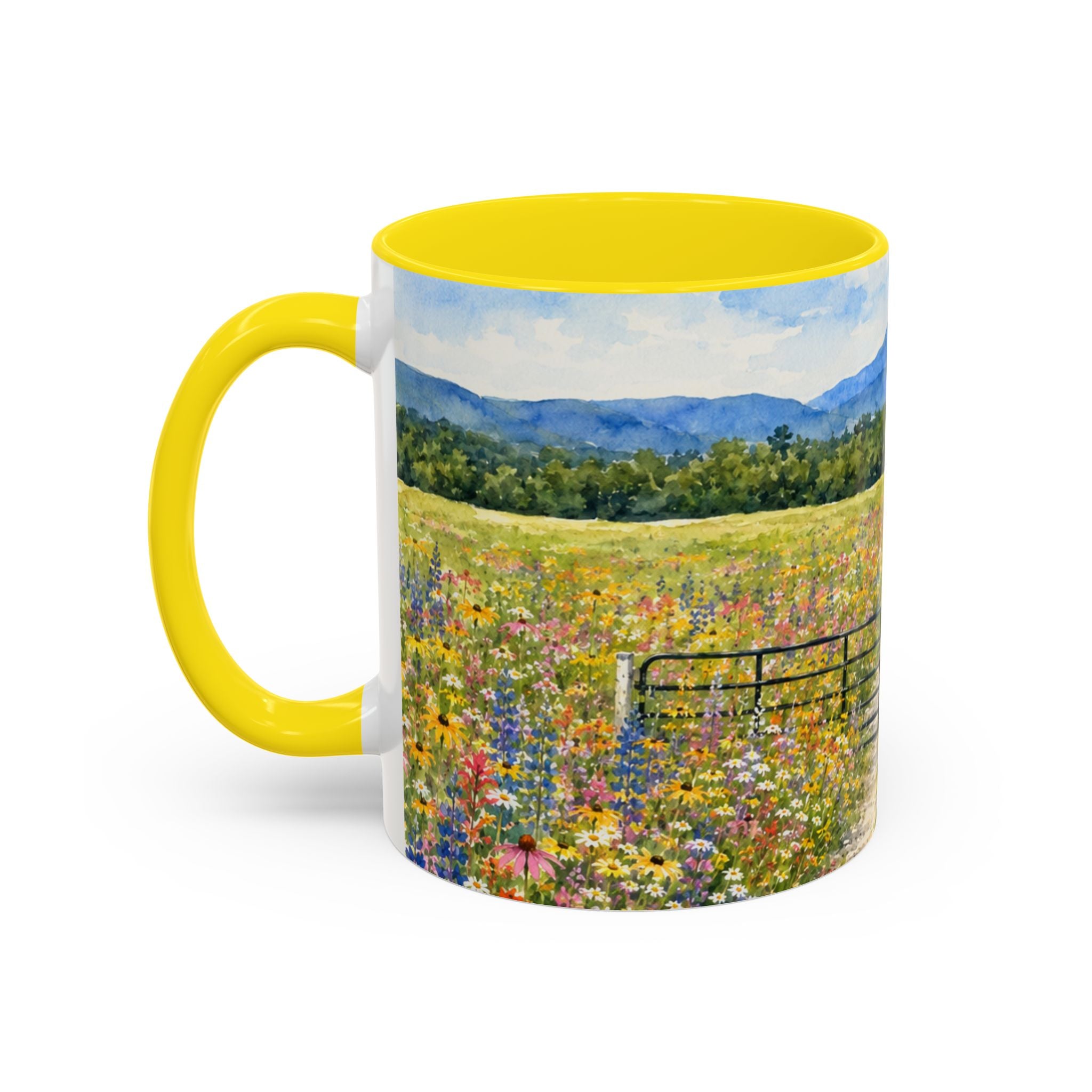 Vermont Camel's Hump Mountain with Scenic Wildflower Path Accent Coffee Mug