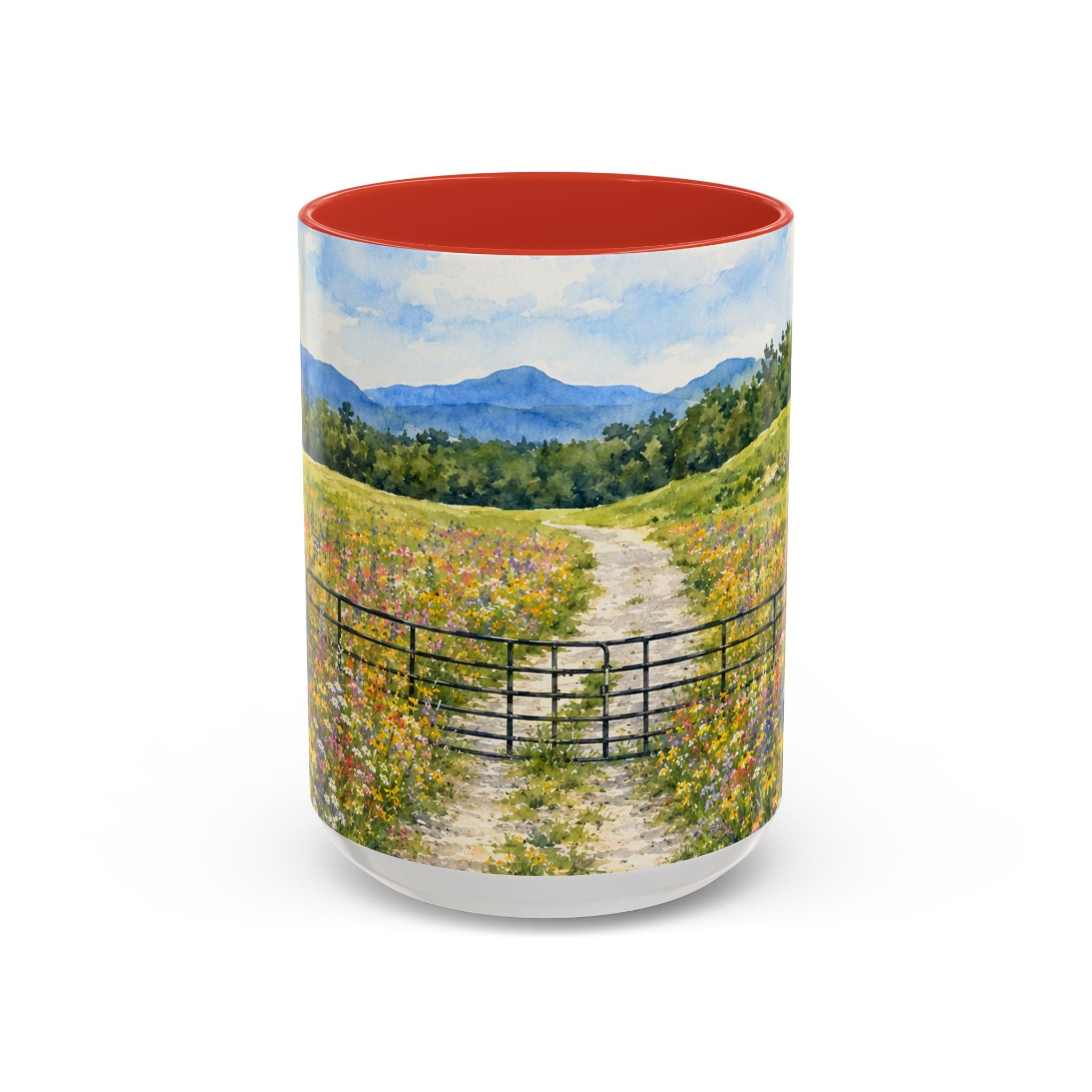 Vermont Camel's Hump Mountain with Scenic Wildflower Path Accent Coffee Mug