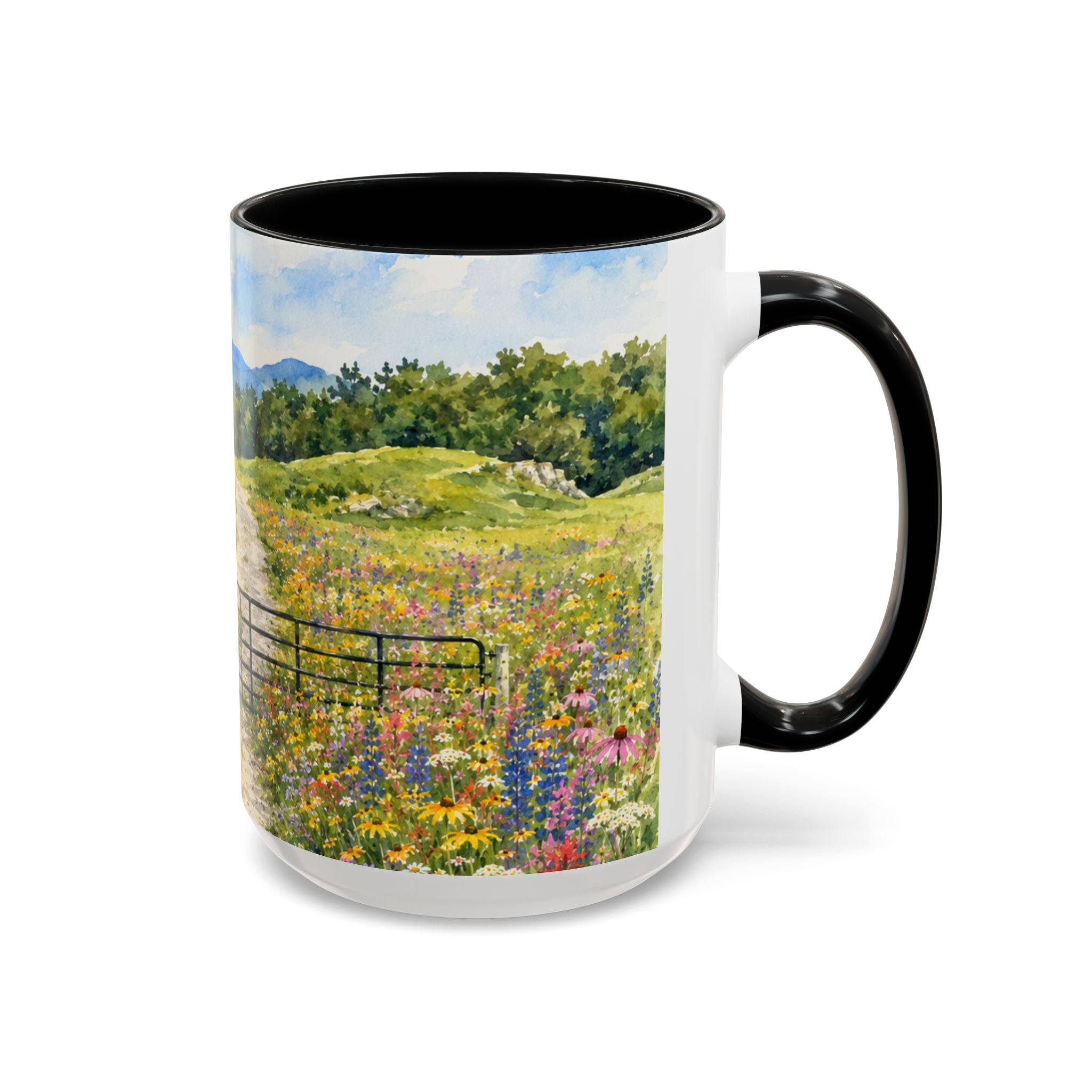Vermont Camel's Hump Mountain with Scenic Wildflower Path Accent Coffee Mug