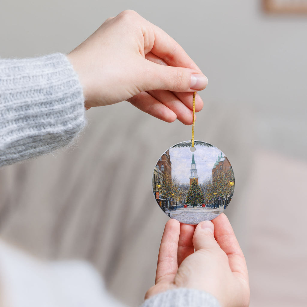 Church Street Marketplace Burlington Vermont Christmas Tree Ornament | Ceramic Decoration