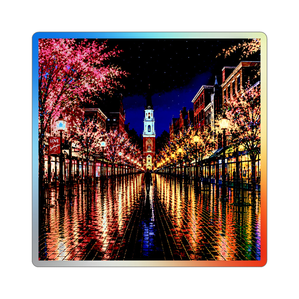 Burlington Vermont Church Street Marketplace Holographic Die-cut Stickers | Rainbow Reflective