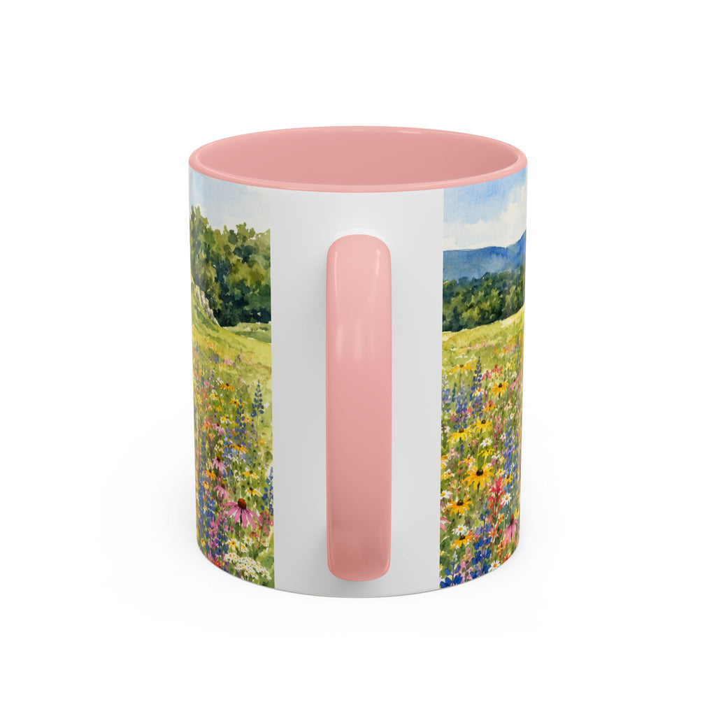 Vermont Camel's Hump Mountain with Scenic Wildflower Path Accent Coffee Mug