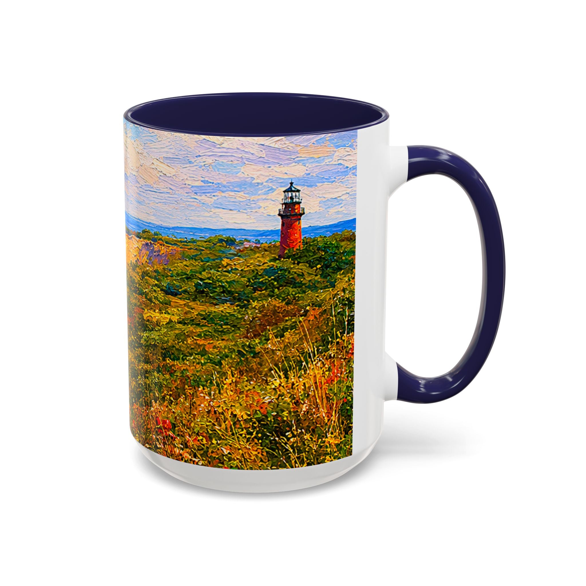 Martha's Vineyard Aquinnah L Gay Head Lighthouse Coffee Mug — Scenic Seaside Accent Mug (11/15 oz)