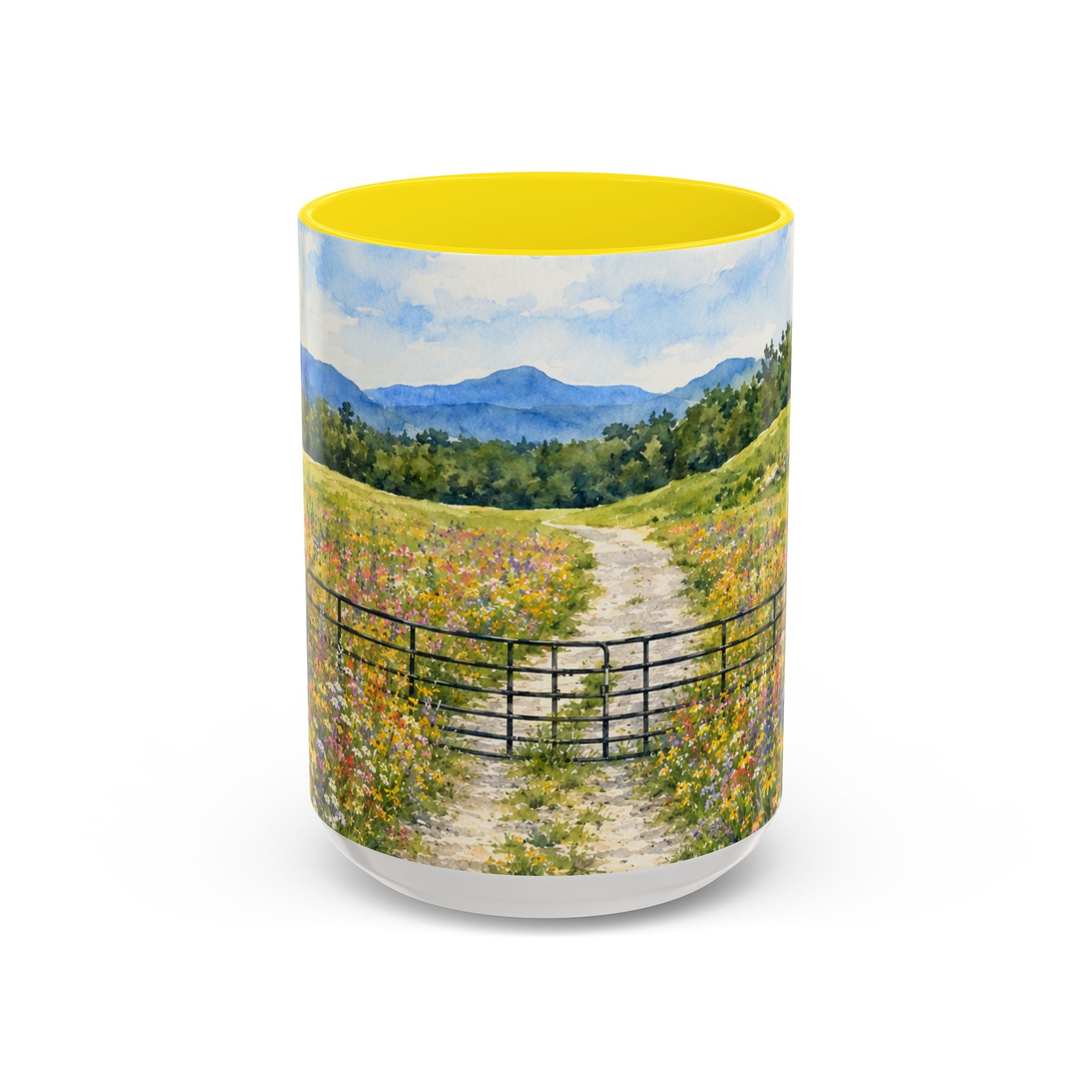 Vermont Camel's Hump Mountain with Scenic Wildflower Path Accent Coffee Mug
