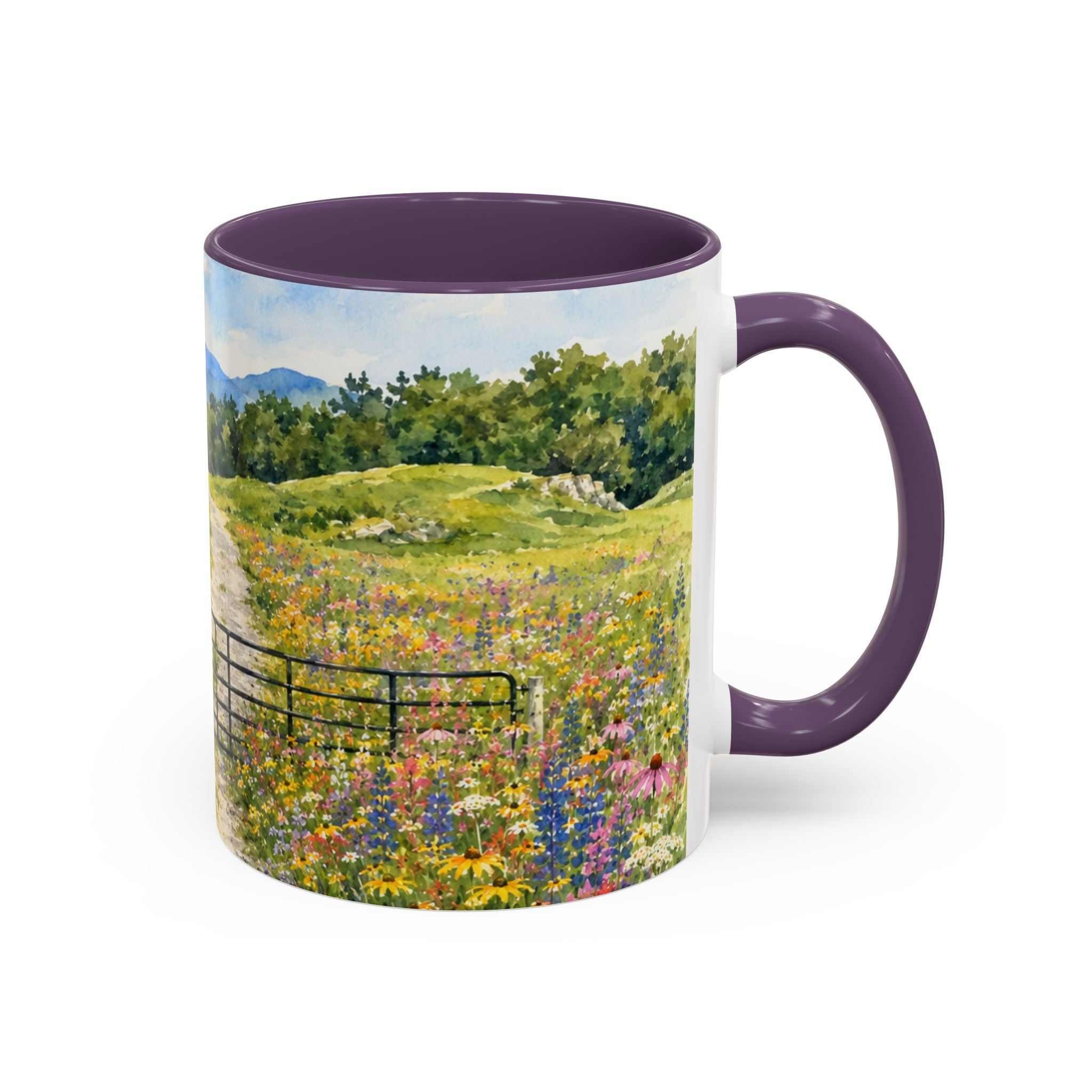 Vermont Camel's Hump Mountain with Scenic Wildflower Path Accent Coffee Mug