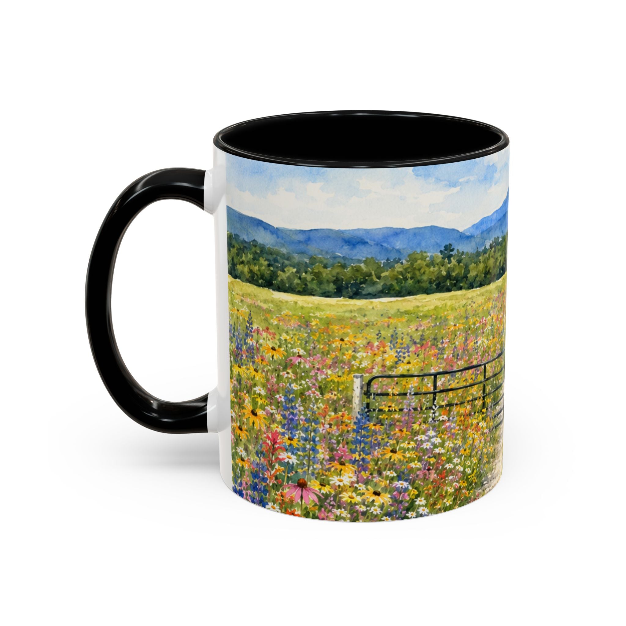 Vermont Camel's Hump Mountain with Scenic Wildflower Path Accent Coffee Mug