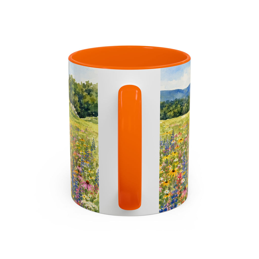 Vermont Camel's Hump Mountain with Scenic Wildflower Path Accent Coffee Mug