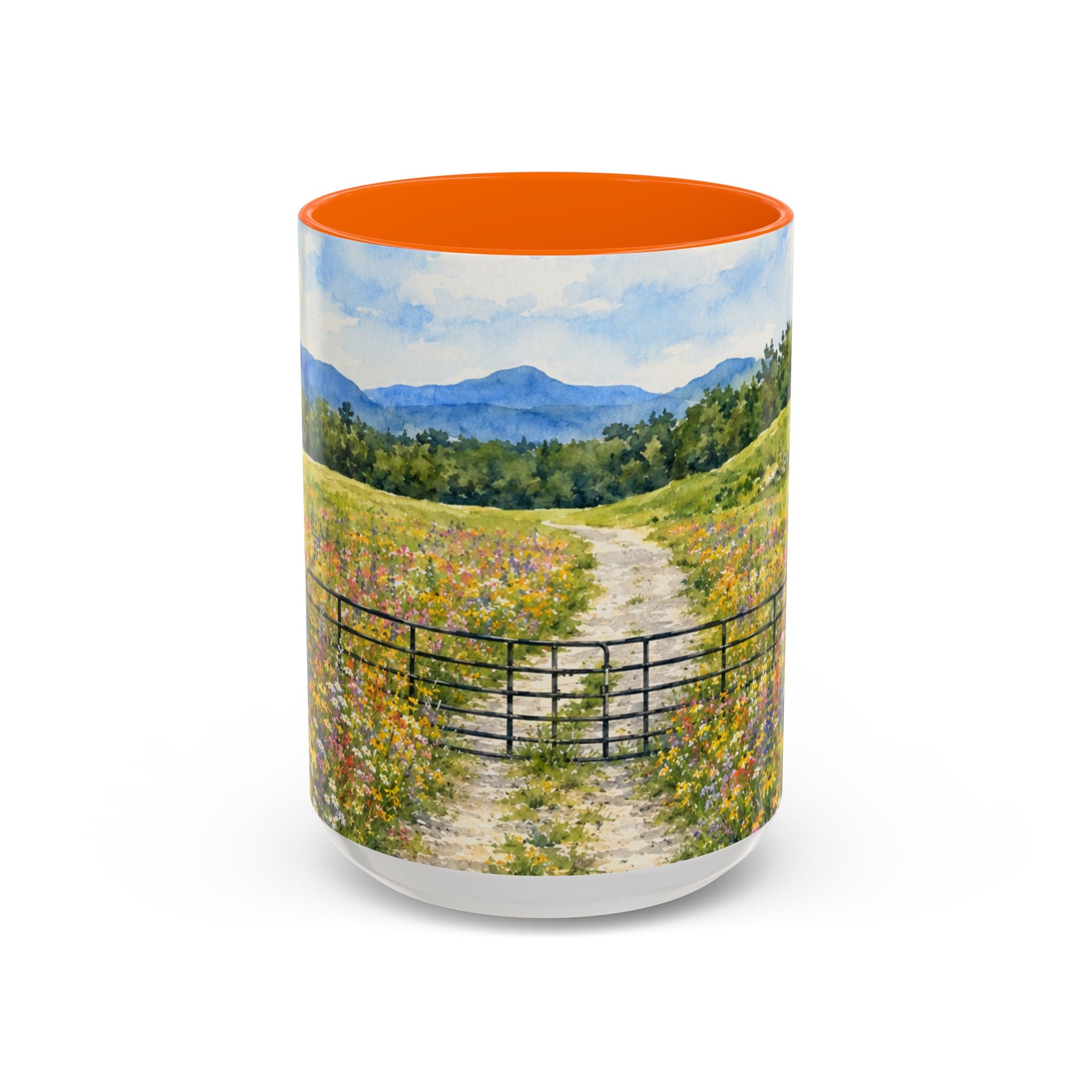 Vermont Camel's Hump Mountain with Scenic Wildflower Path Accent Coffee Mug