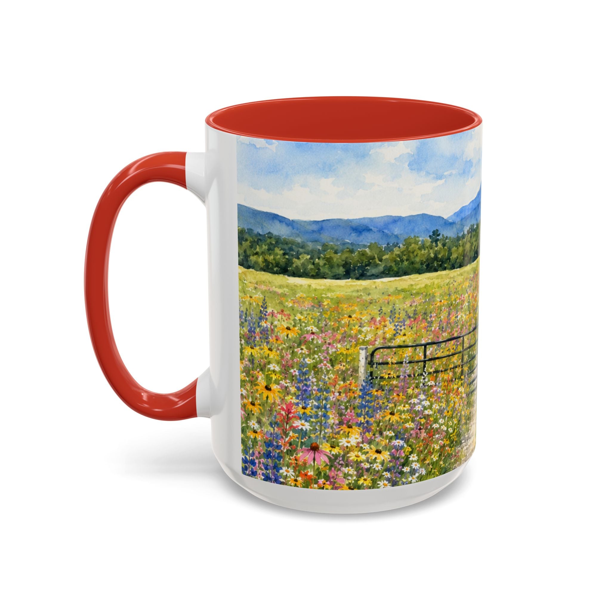 Vermont Camel's Hump Mountain with Scenic Wildflower Path Accent Coffee Mug