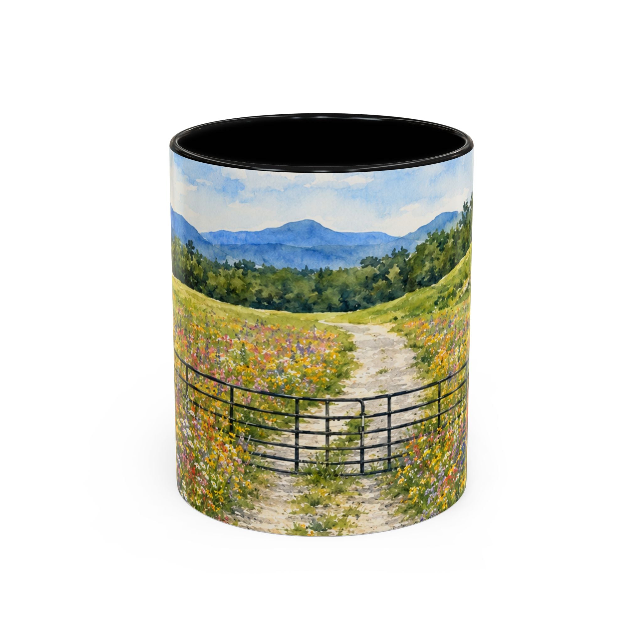 Vermont Camel's Hump Mountain with Scenic Wildflower Path Accent Coffee Mug