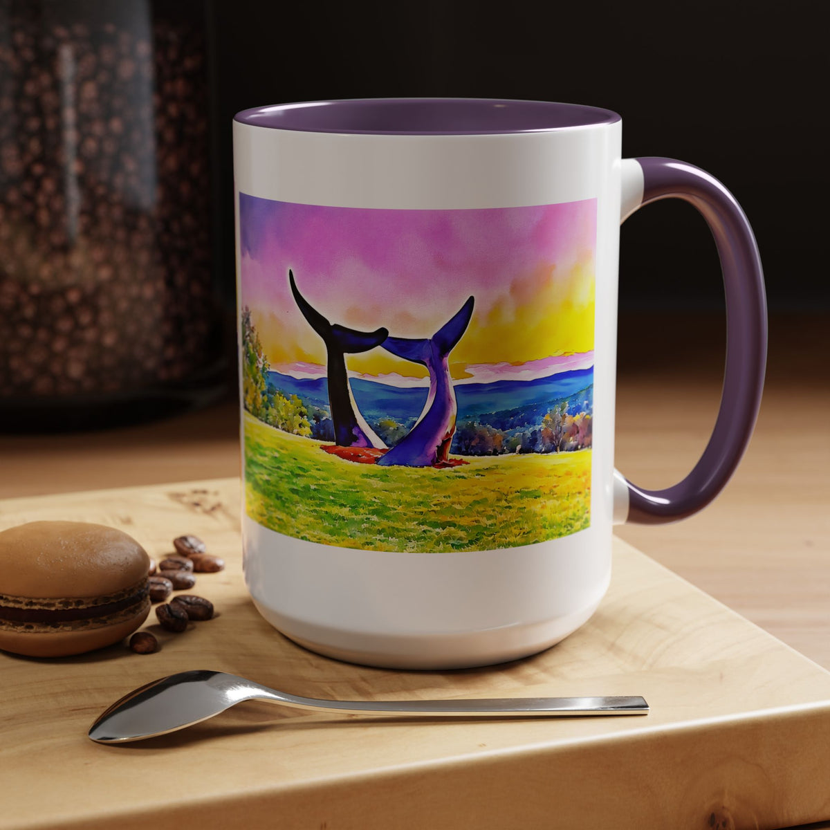 Whale Tails Sunset Landscape Mug | Accent Coffee Mug 11oz 15oz