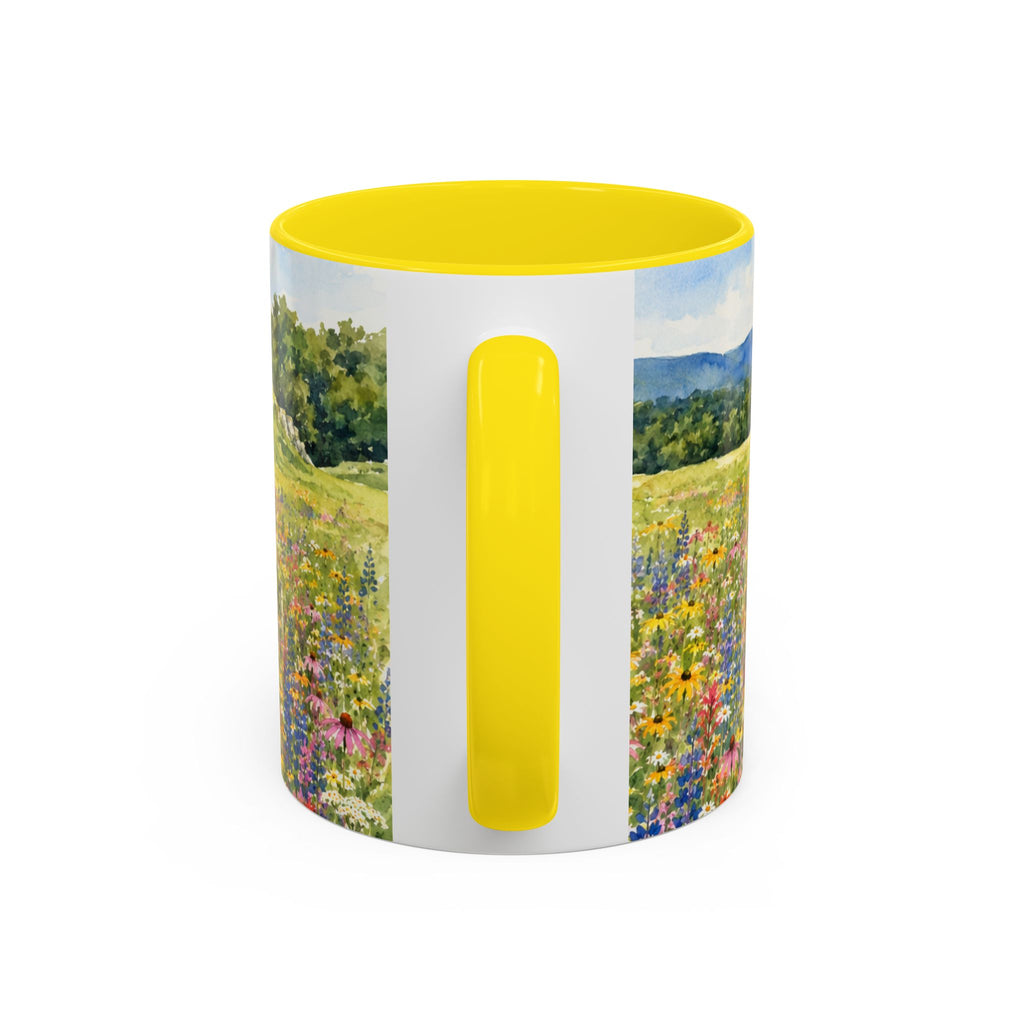 Vermont Camel's Hump Mountain with Scenic Wildflower Path Accent Coffee Mug