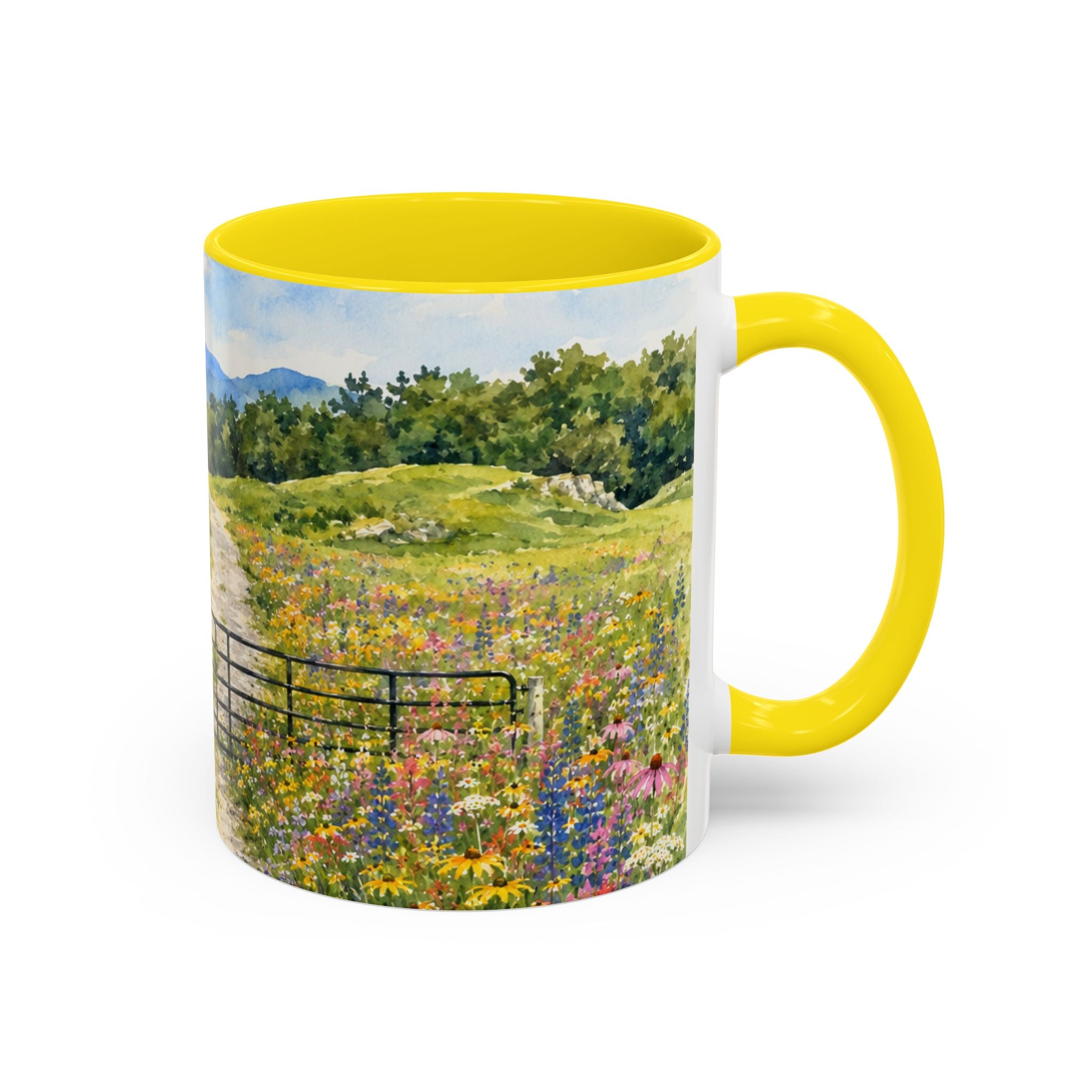 Vermont Camel's Hump Mountain with Scenic Wildflower Path Accent Coffee Mug