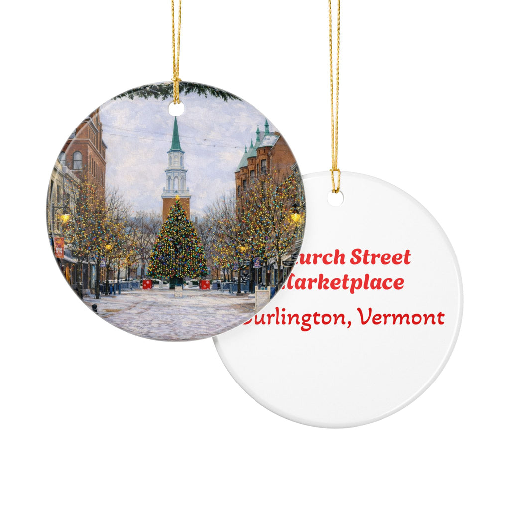 Church Street Marketplace Burlington Vermont Christmas Tree Ornament | Ceramic Decoration