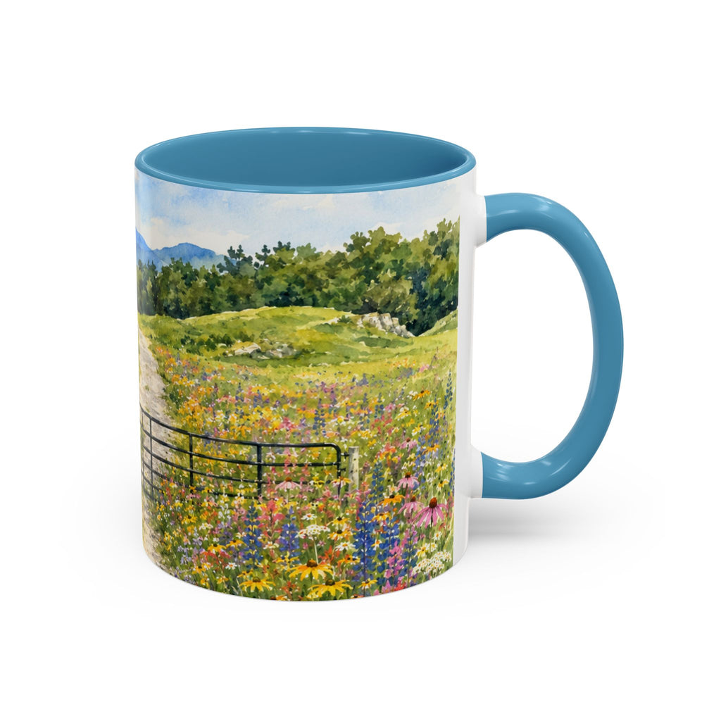 Vermont Camel's Hump Mountain with Scenic Wildflower Path Accent Coffee Mug