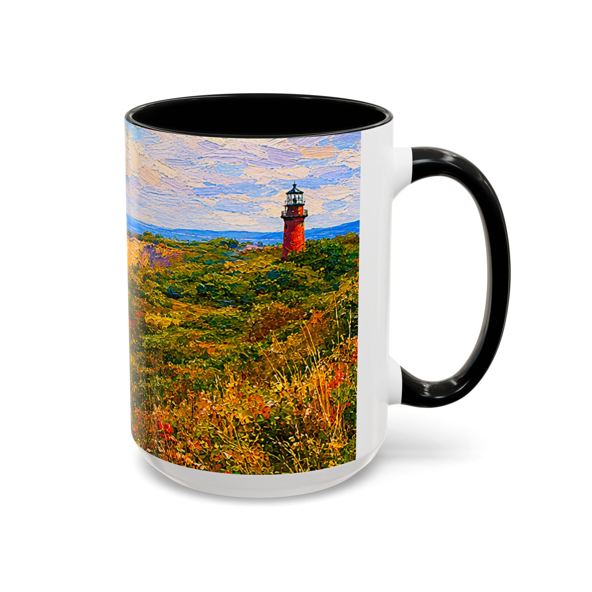 Martha's Vineyard Aquinnah L Gay Head Lighthouse Coffee Mug — Scenic Seaside Accent Mug (11/15 oz)
