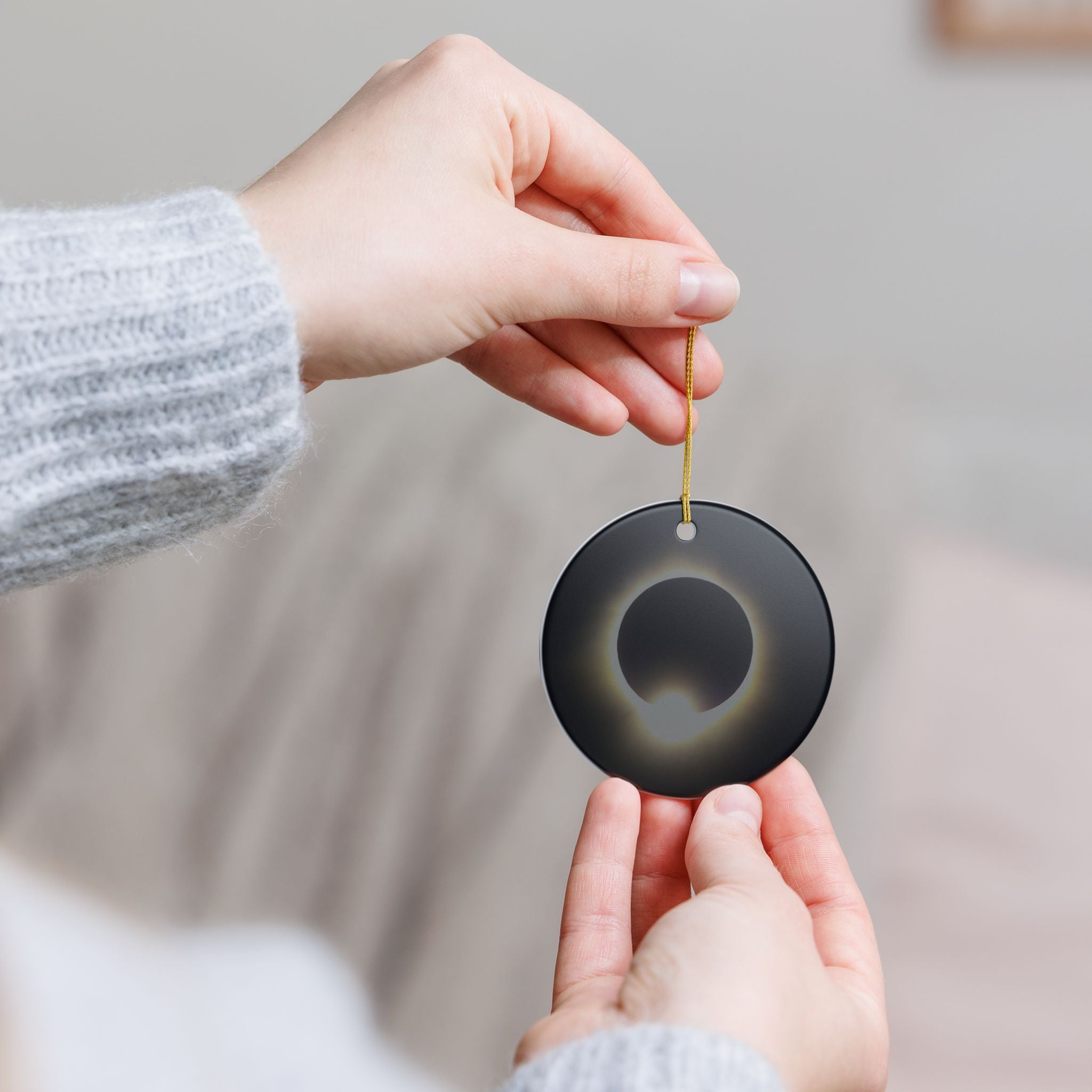 Solar Eclipse Ceramic Ornament | Totality Moon Phase Hanging Décor