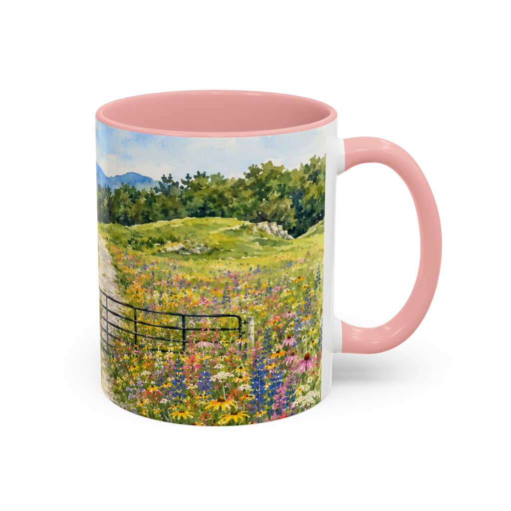 Vermont Camel's Hump Mountain with Scenic Wildflower Path Accent Coffee Mug