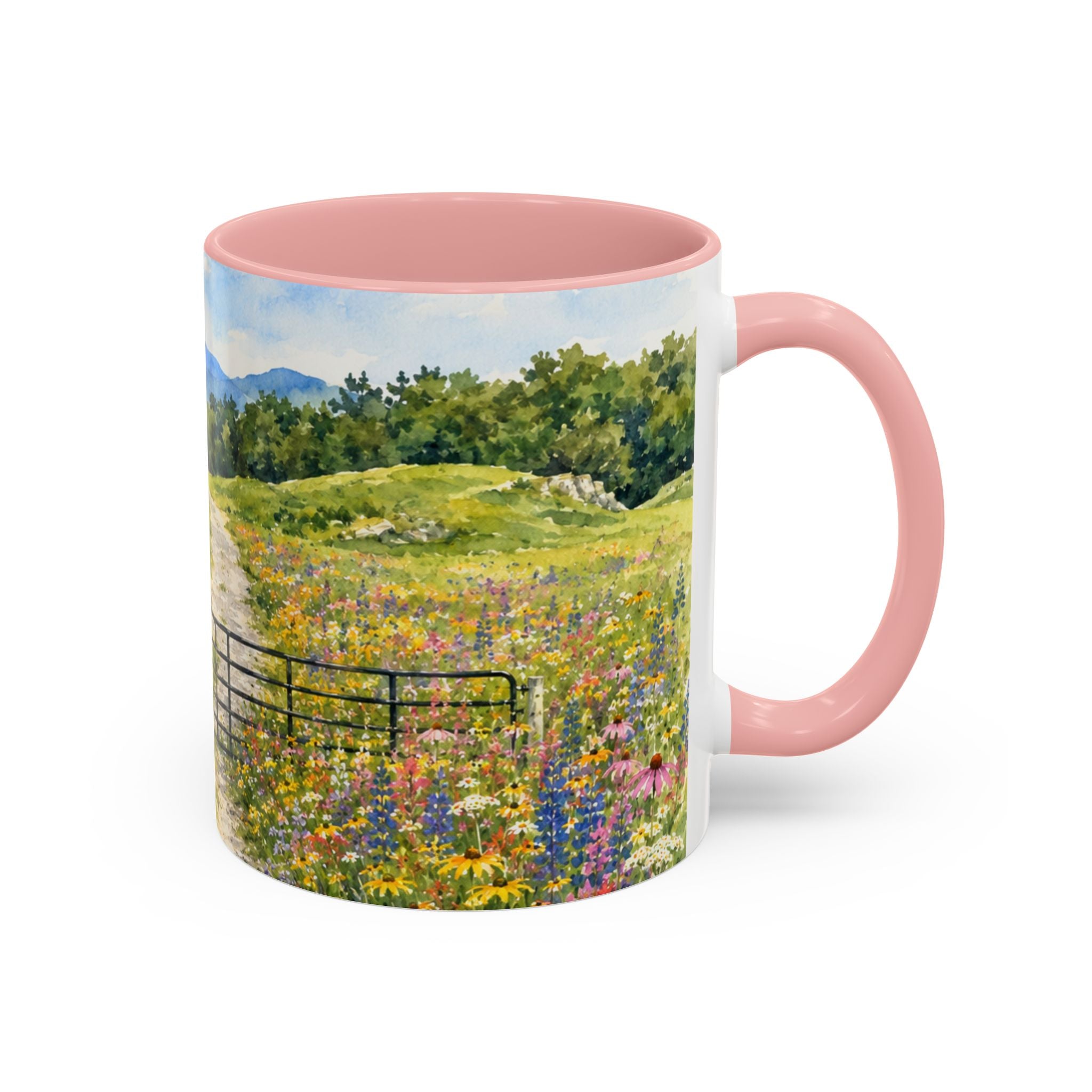 Vermont Camel's Hump Mountain with Scenic Wildflower Path Accent Coffee Mug