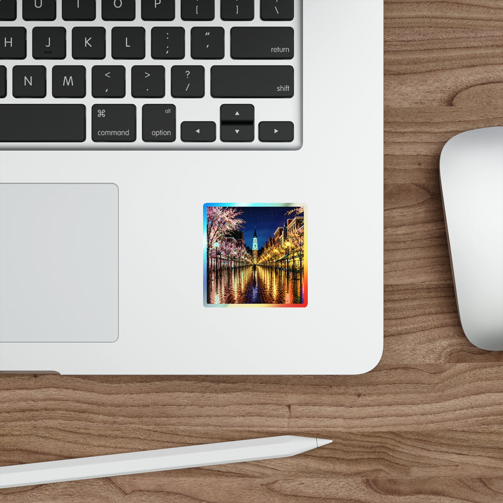 Burlington Vermont Church Street Marketplace Holographic Die-cut Stickers | Rainbow Reflective
