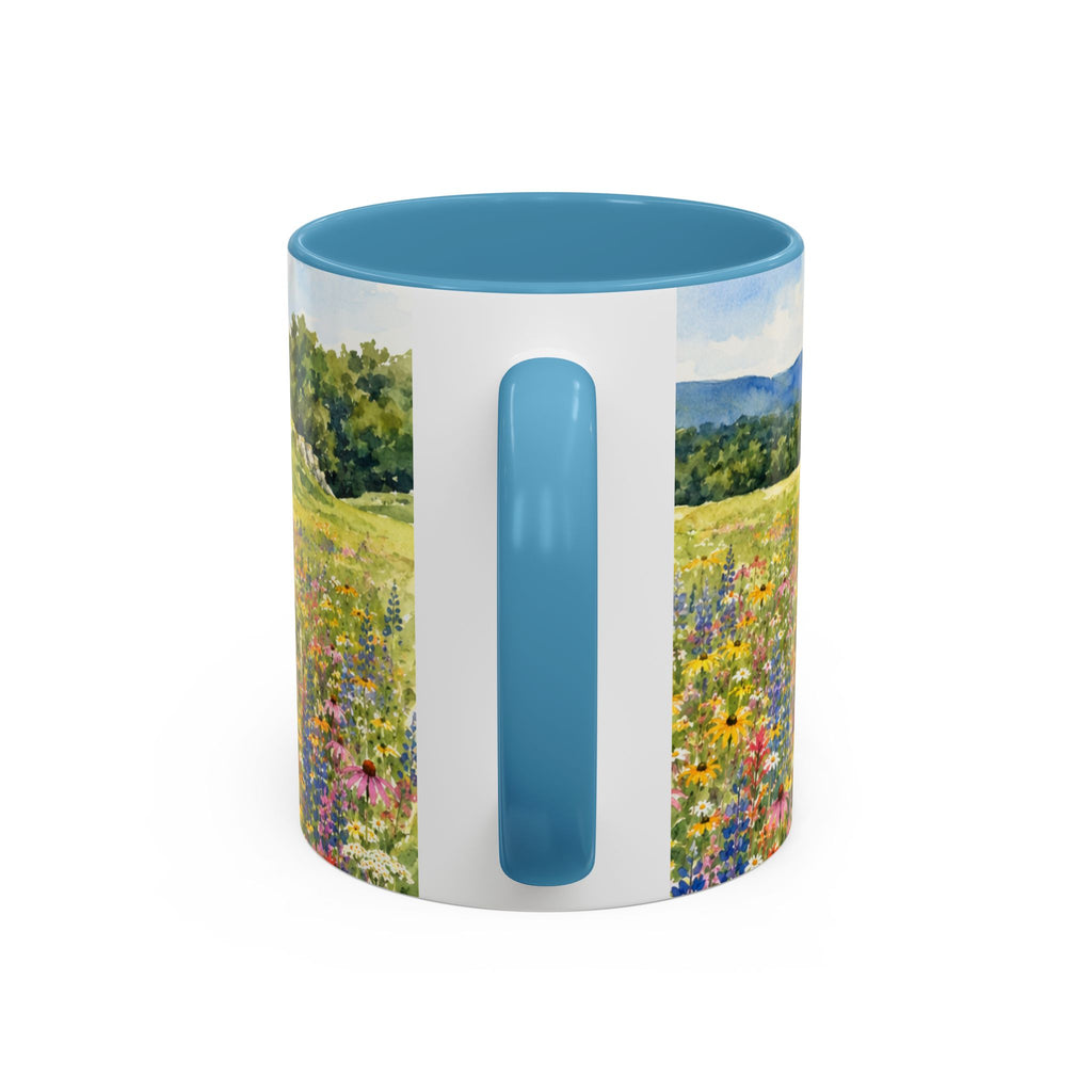 Vermont Camel's Hump Mountain with Scenic Wildflower Path Accent Coffee Mug