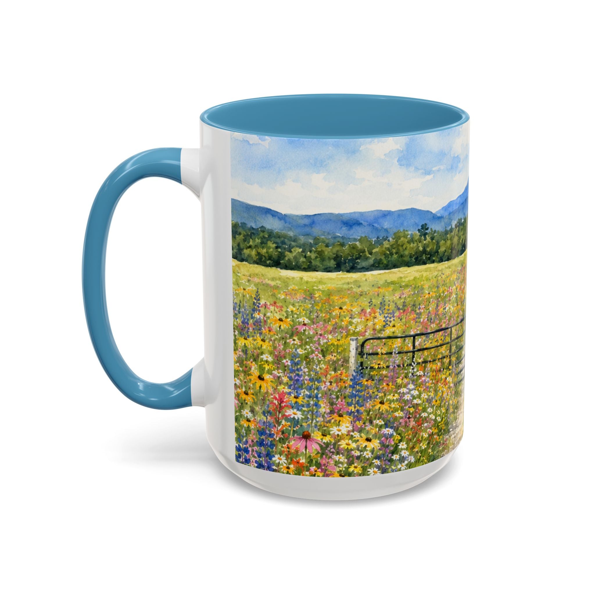 Vermont Camel's Hump Mountain with Scenic Wildflower Path Accent Coffee Mug