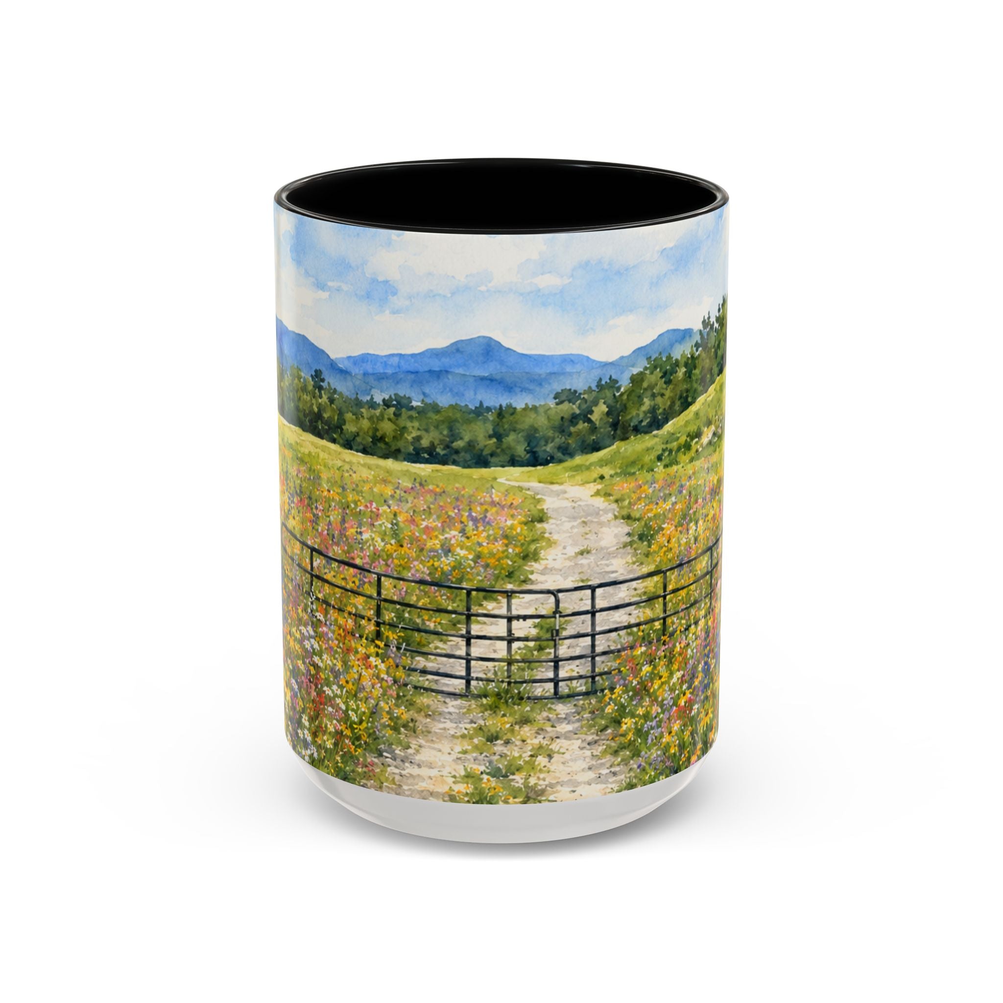 Vermont Camel's Hump Mountain with Scenic Wildflower Path Accent Coffee Mug
