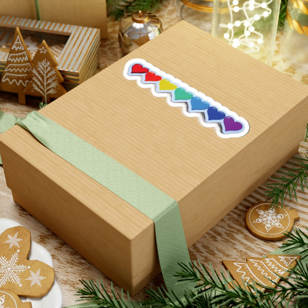 Rainbow Heart Row Sticker | Kiss-Cut Sticker