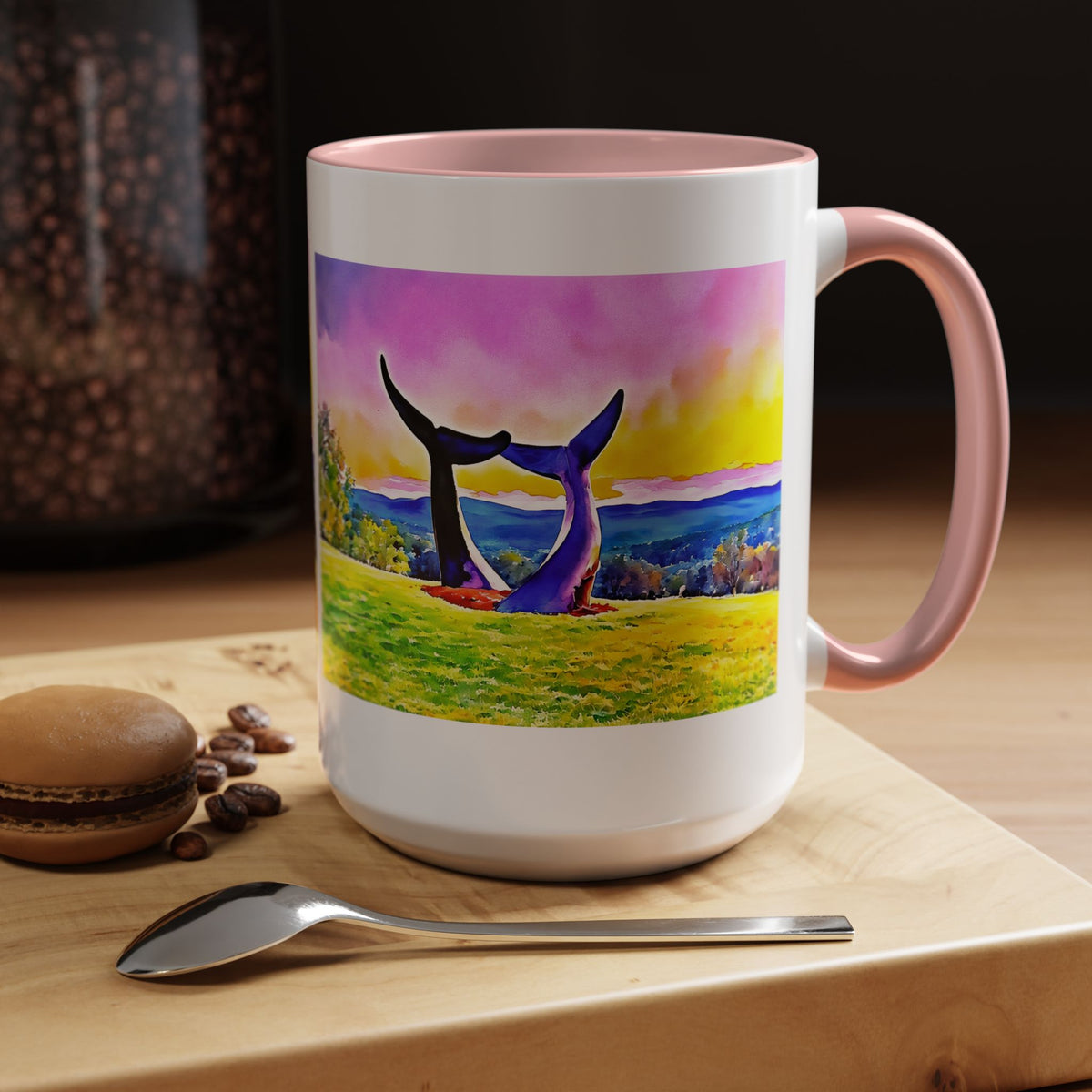 Whale Tails Sunset Landscape Mug | Accent Coffee Mug 11oz 15oz