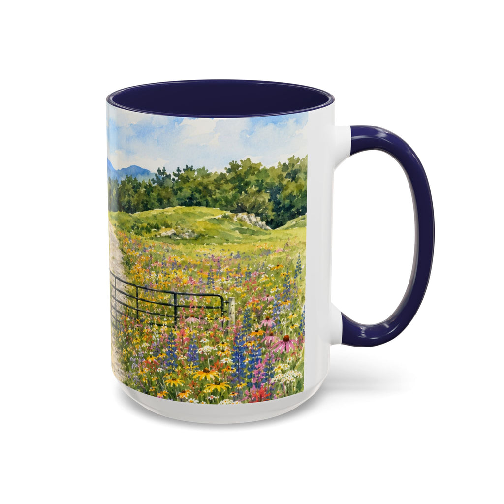 Vermont Camel's Hump Mountain with Scenic Wildflower Path Accent Coffee Mug