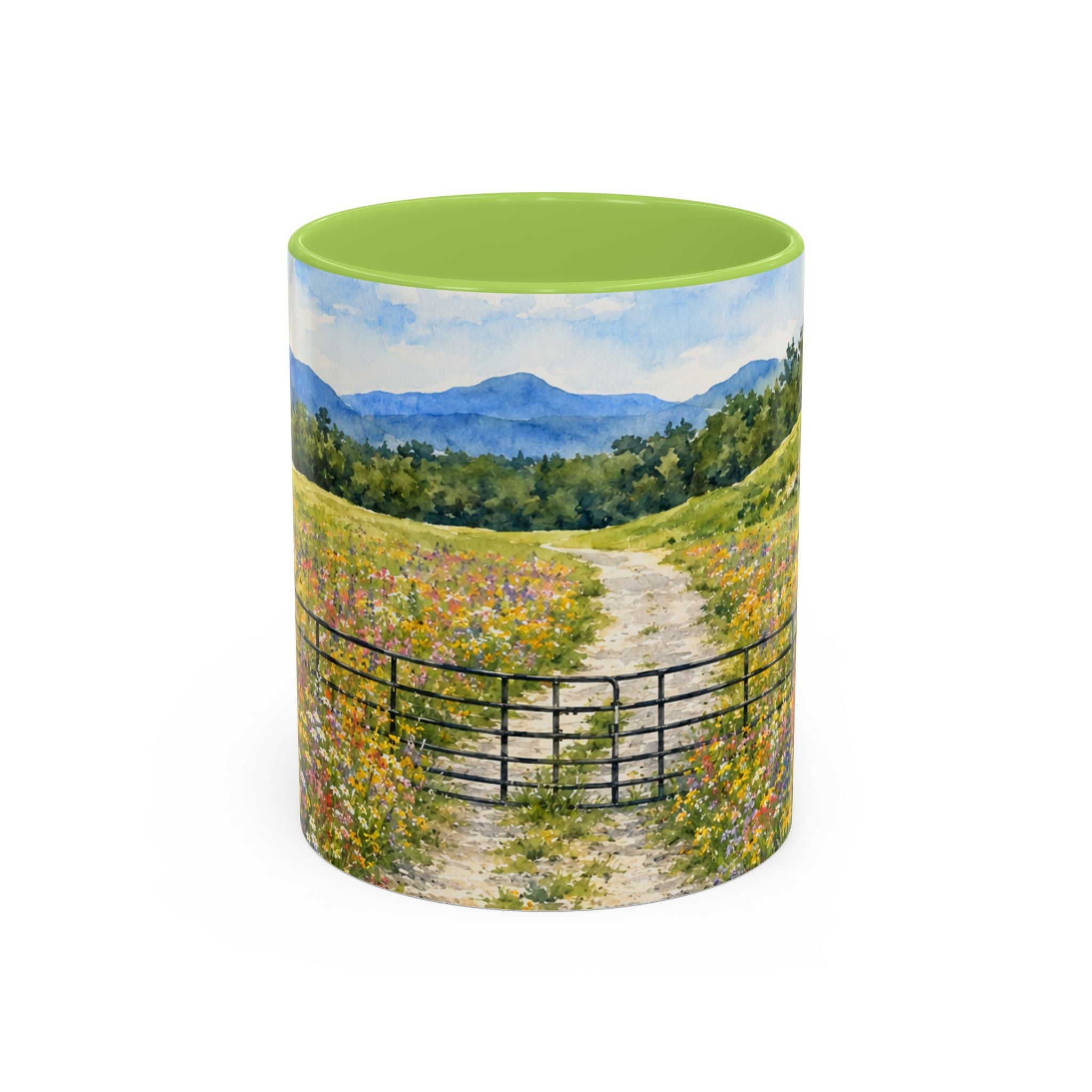 Vermont Camel's Hump Mountain with Scenic Wildflower Path Accent Coffee Mug