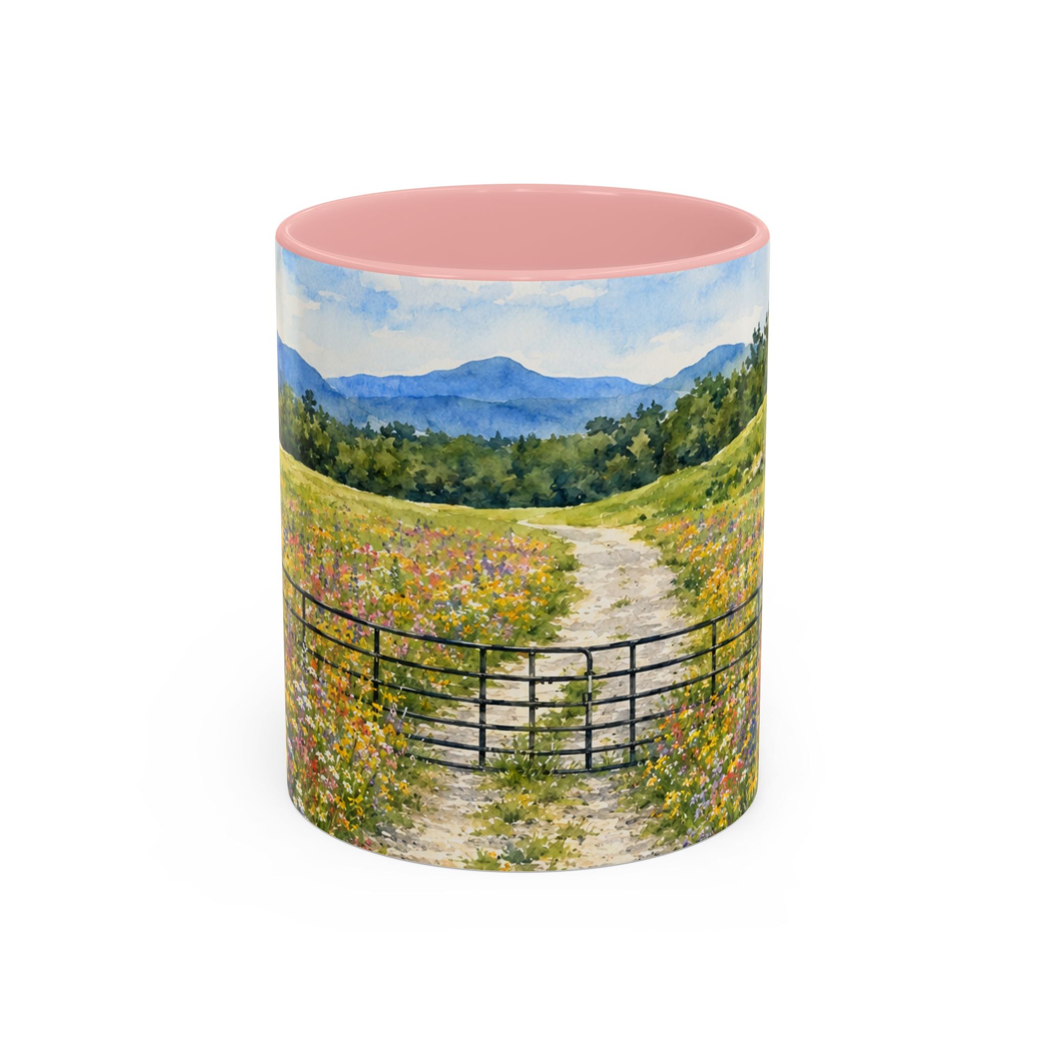 Vermont Camel's Hump Mountain with Scenic Wildflower Path Accent Coffee Mug