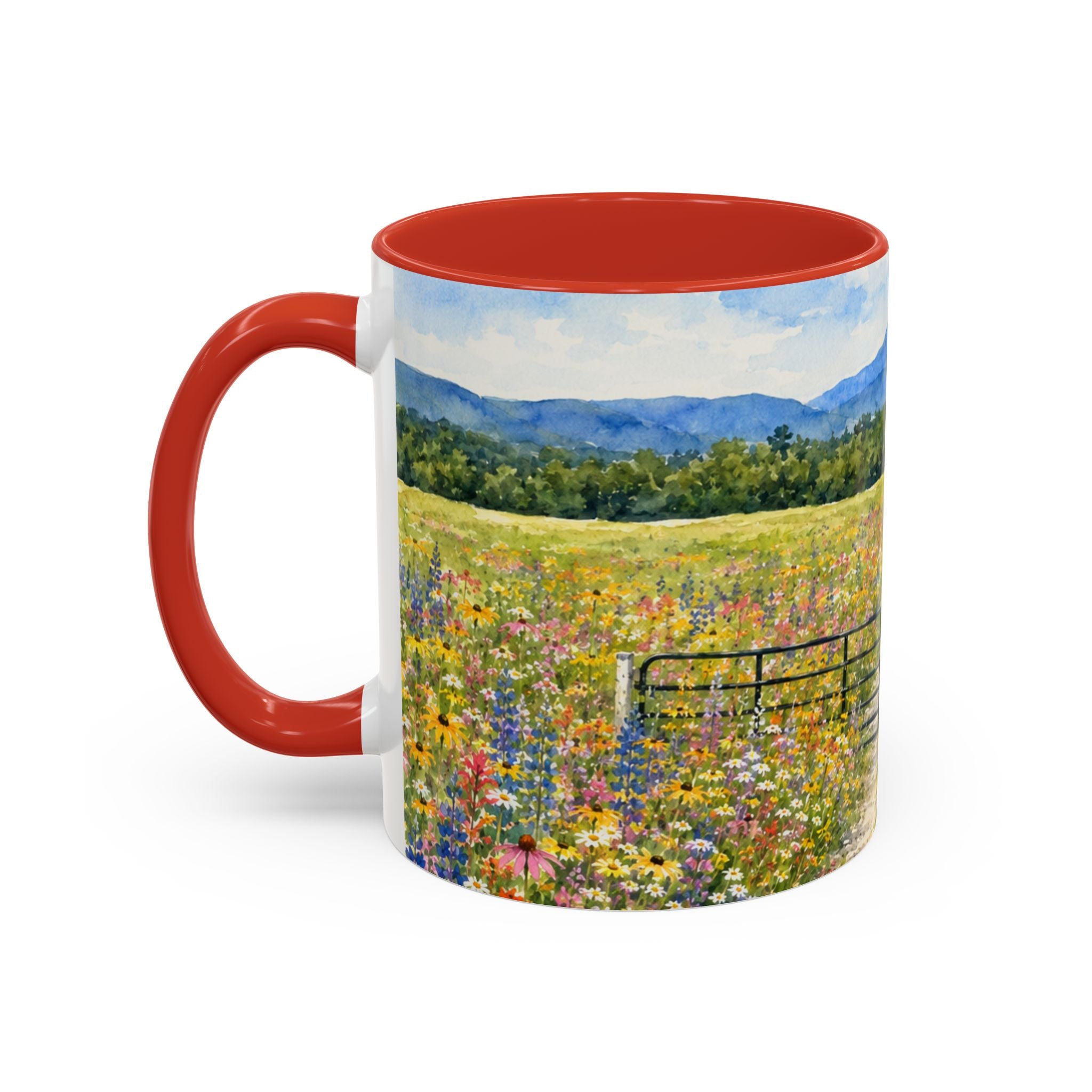 Vermont Camel's Hump Mountain with Scenic Wildflower Path Accent Coffee Mug