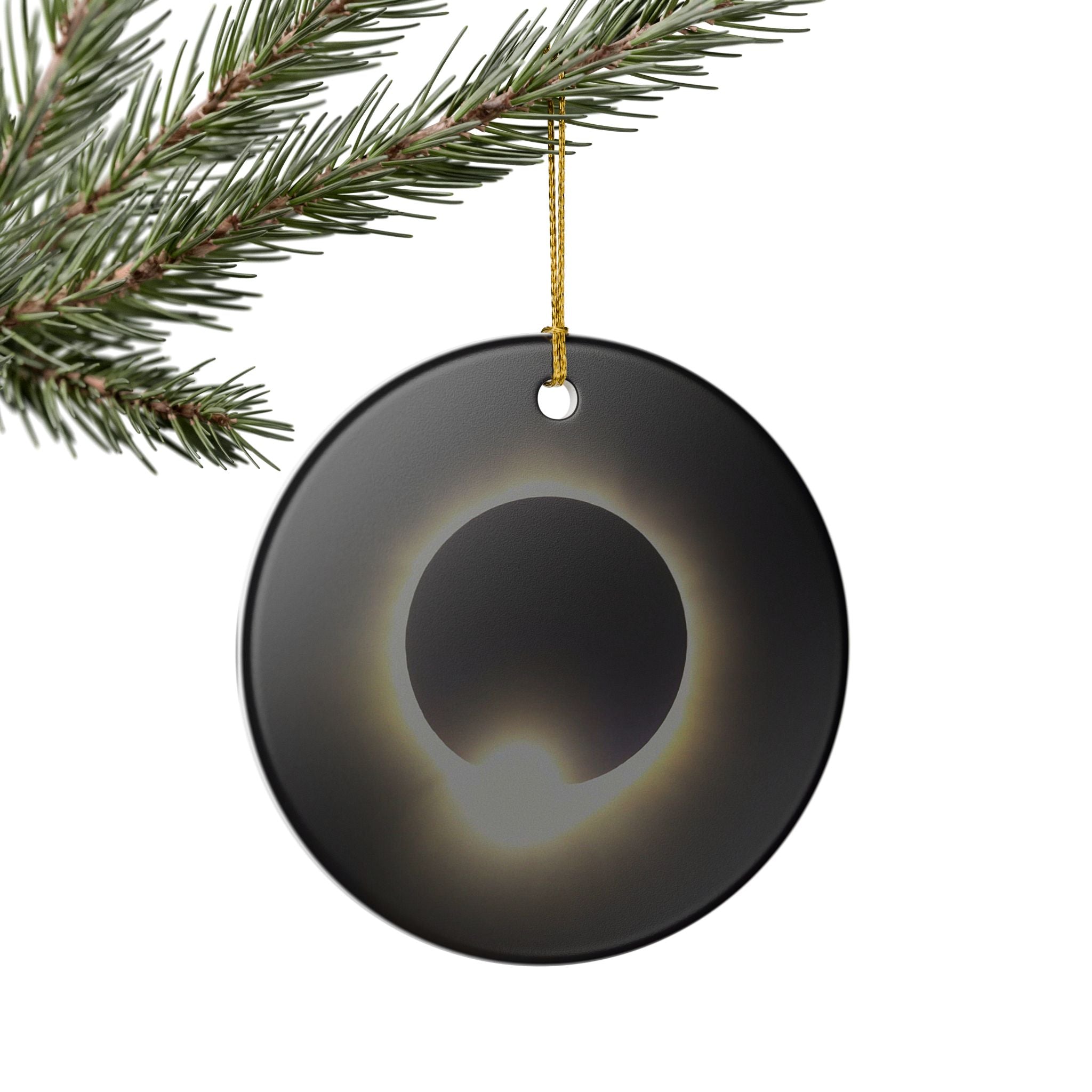 Solar Eclipse Ceramic Ornament | Totality Moon Phase Hanging Décor