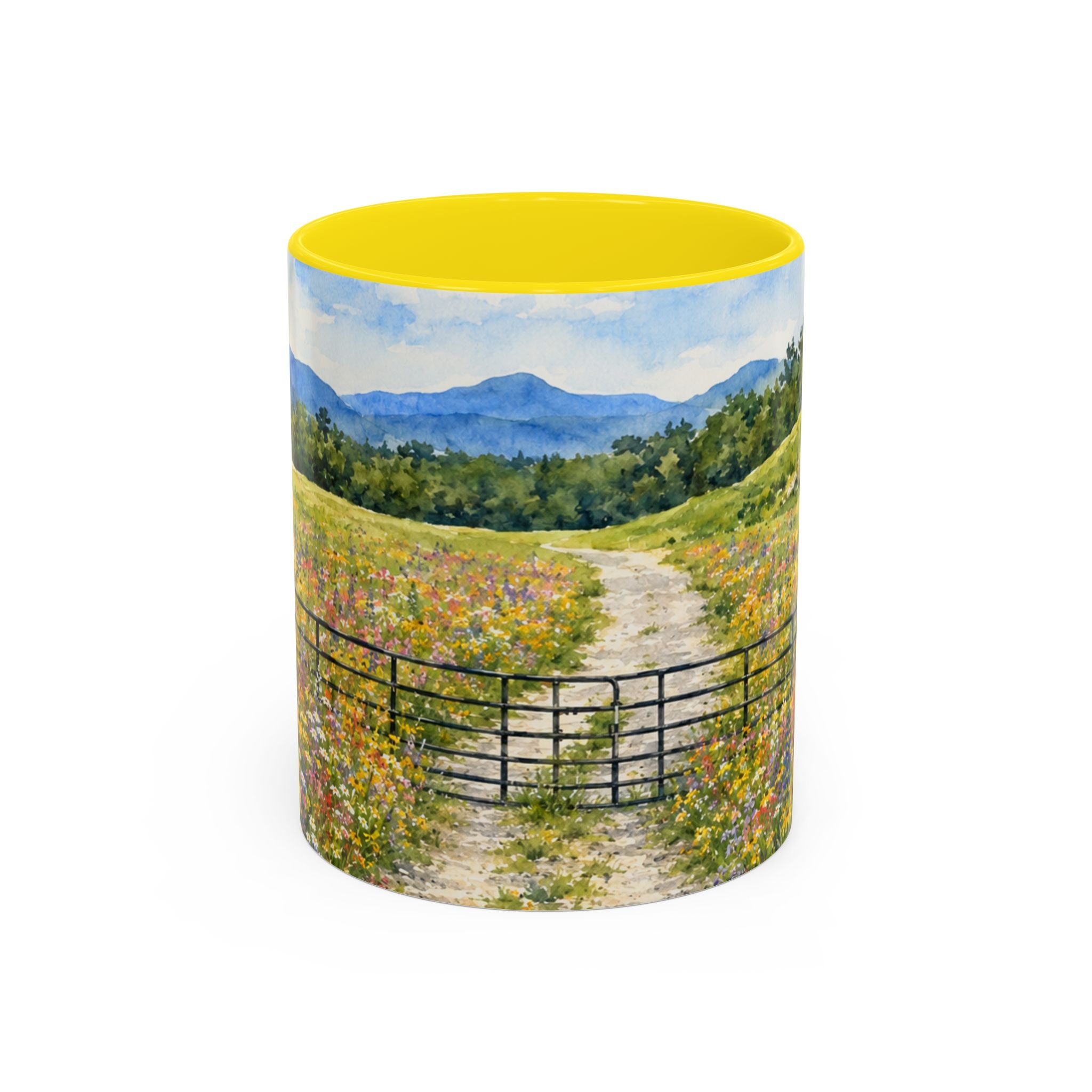 Vermont Camel's Hump Mountain with Scenic Wildflower Path Accent Coffee Mug