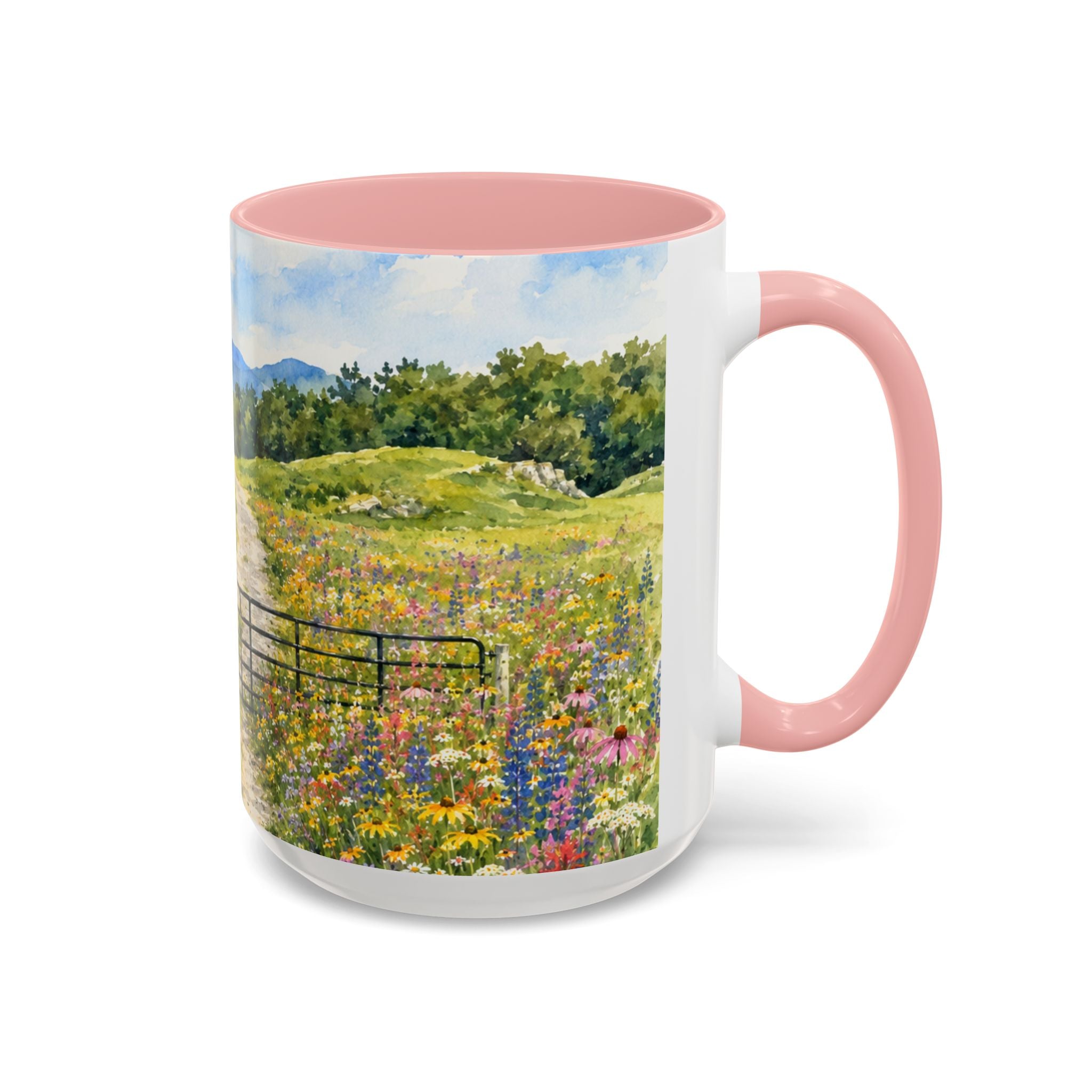 Vermont Camel's Hump Mountain with Scenic Wildflower Path Accent Coffee Mug