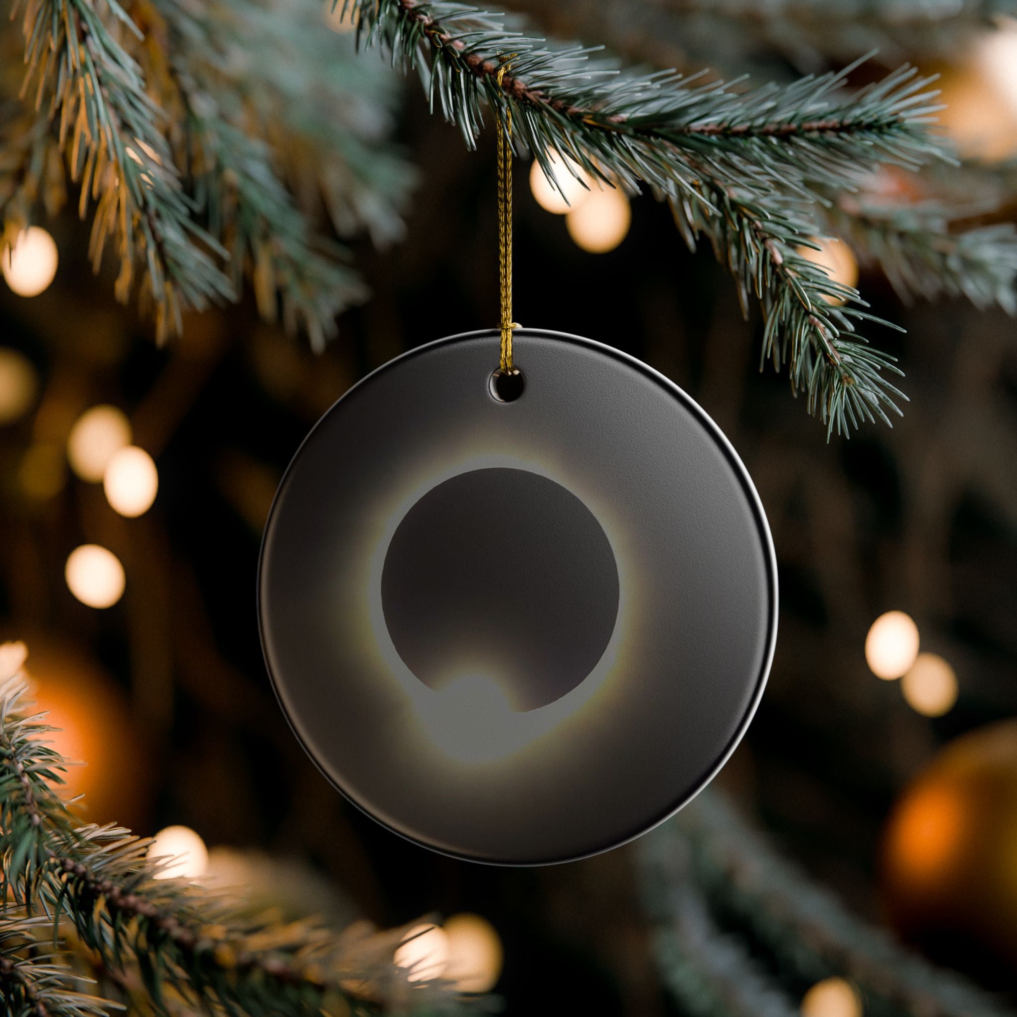 Solar Eclipse Ceramic Ornament | Totality Moon Phase Hanging Décor